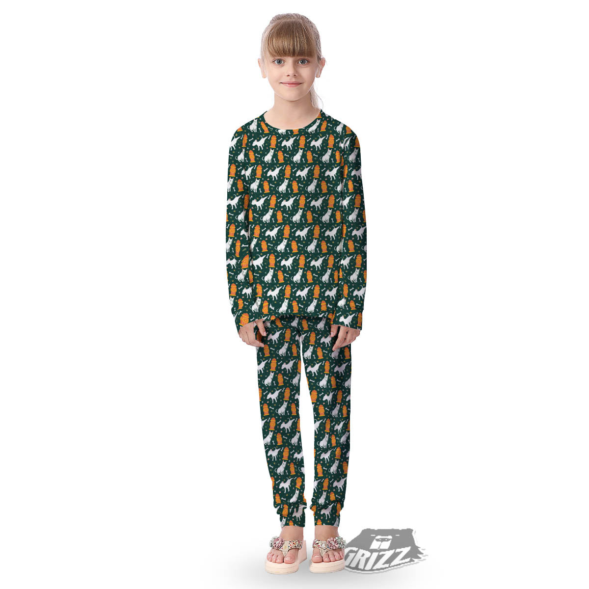 Bull Terrier Cartoon Print Pattern Kid's Pajamas-grizzshop