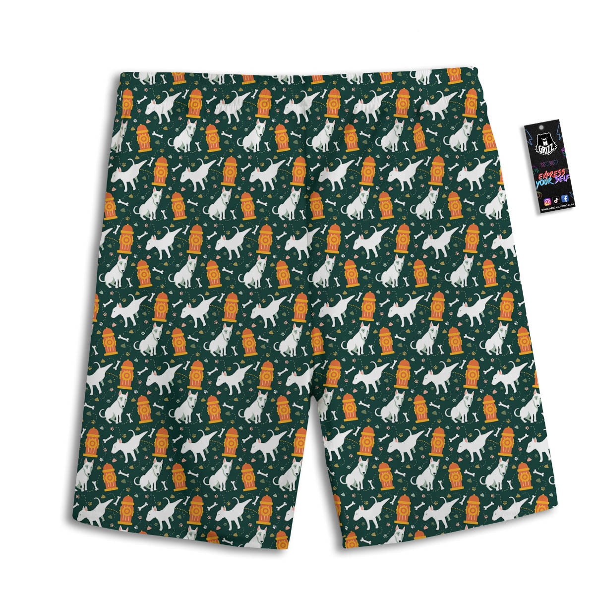 Bull Terrier Cartoon Print Pattern Men's Athletic Shorts