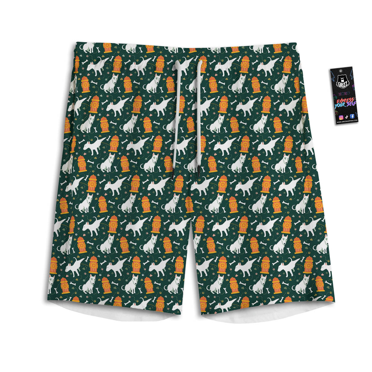 Bull Terrier Cartoon Print Pattern Men's Athletic Shorts