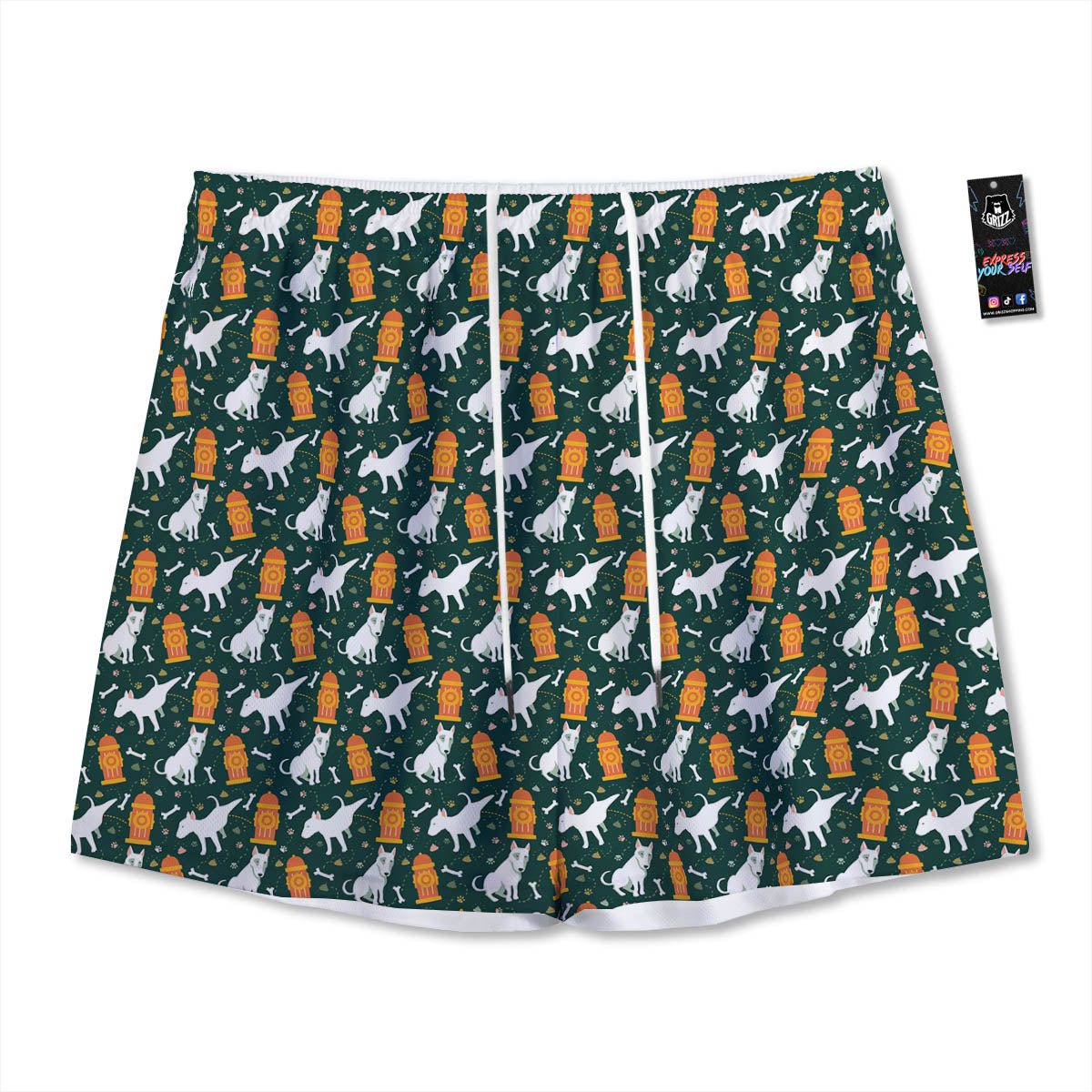 Cannabis Leaf Green Print Pattern Mesh Shorts
