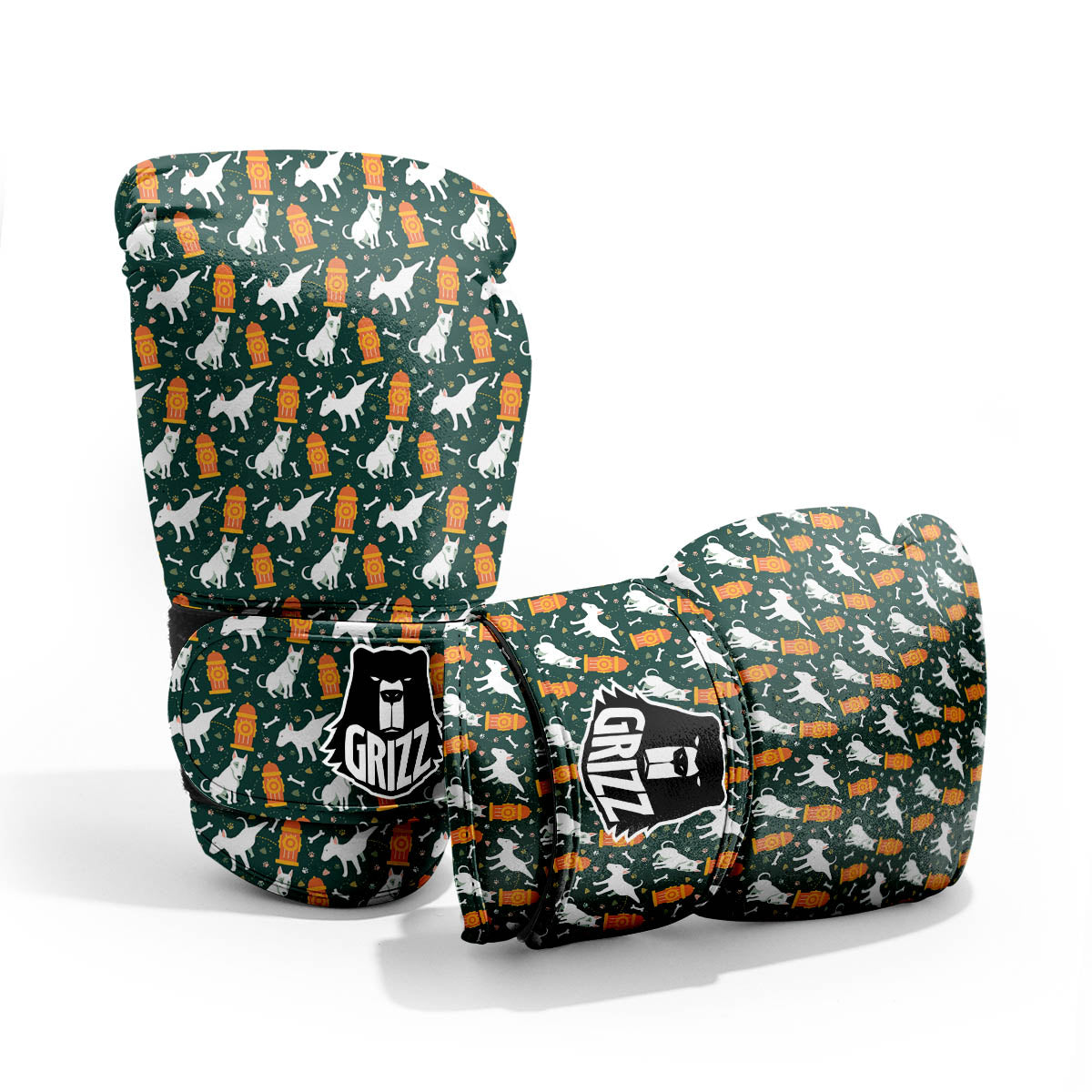 Bull Terrier Cartoon Print Pattern Pro Boxing Glove