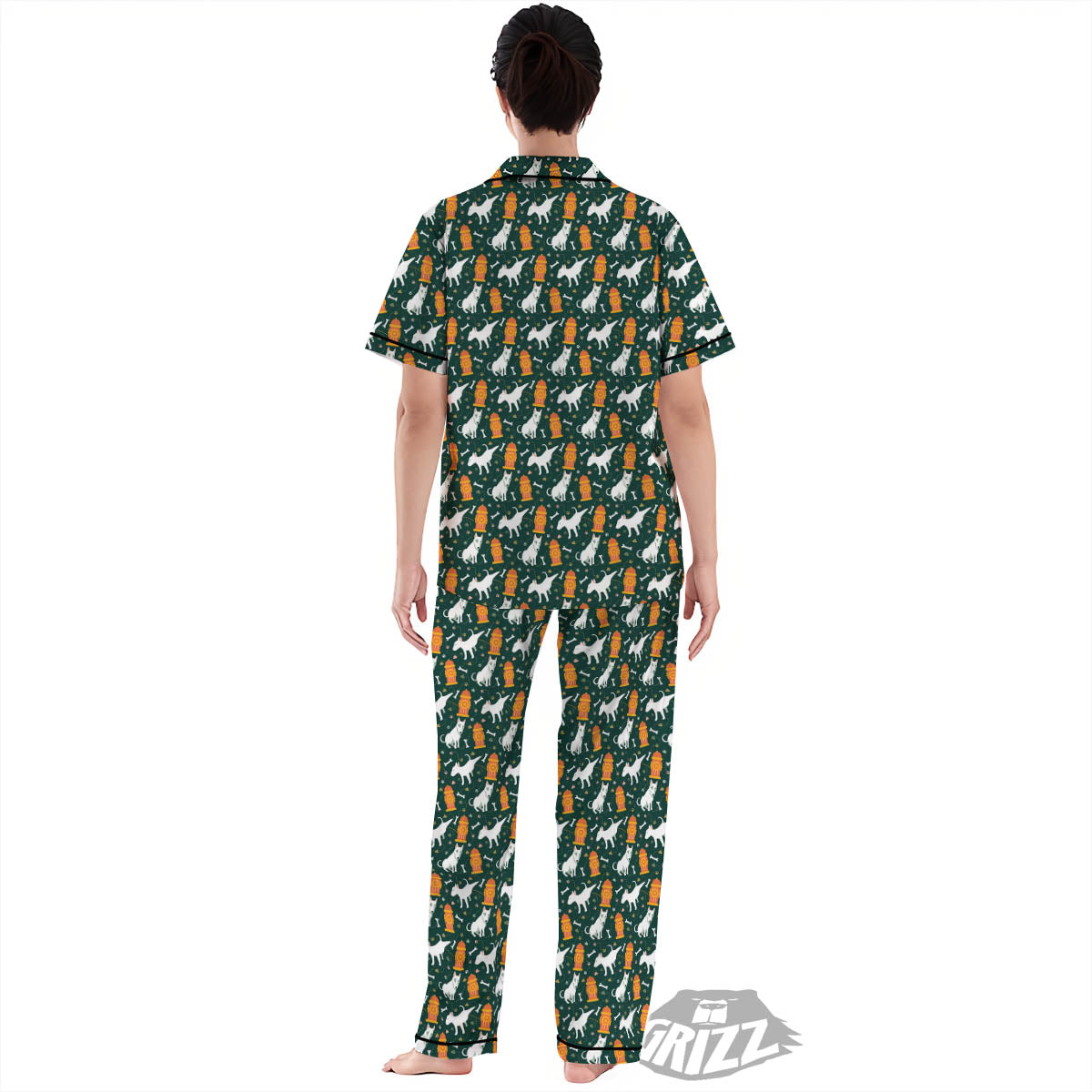 Bull Terrier Cartoon Print Pattern Women's Pajamas Set-grizzshop