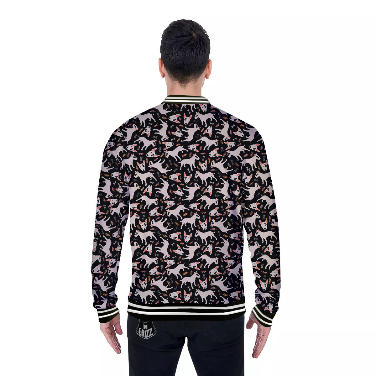 Bull Terrier Doodle Print Pattern Baseball Jacket-grizzshop