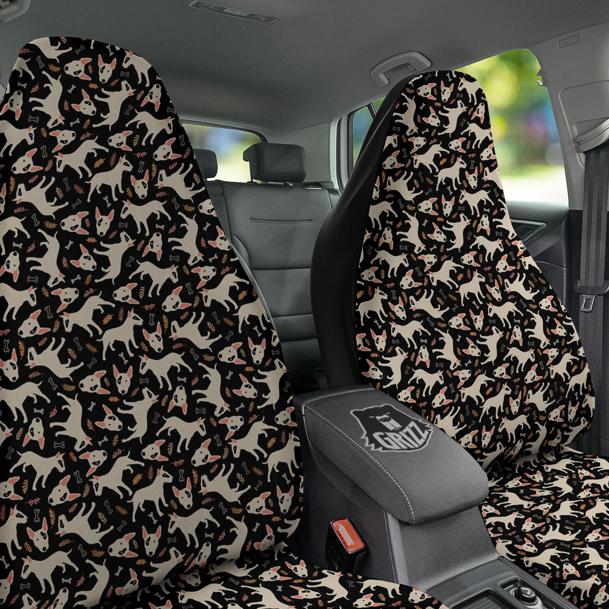 Bull Terrier Doodle Print Pattern Car Seat Covers-grizzshop