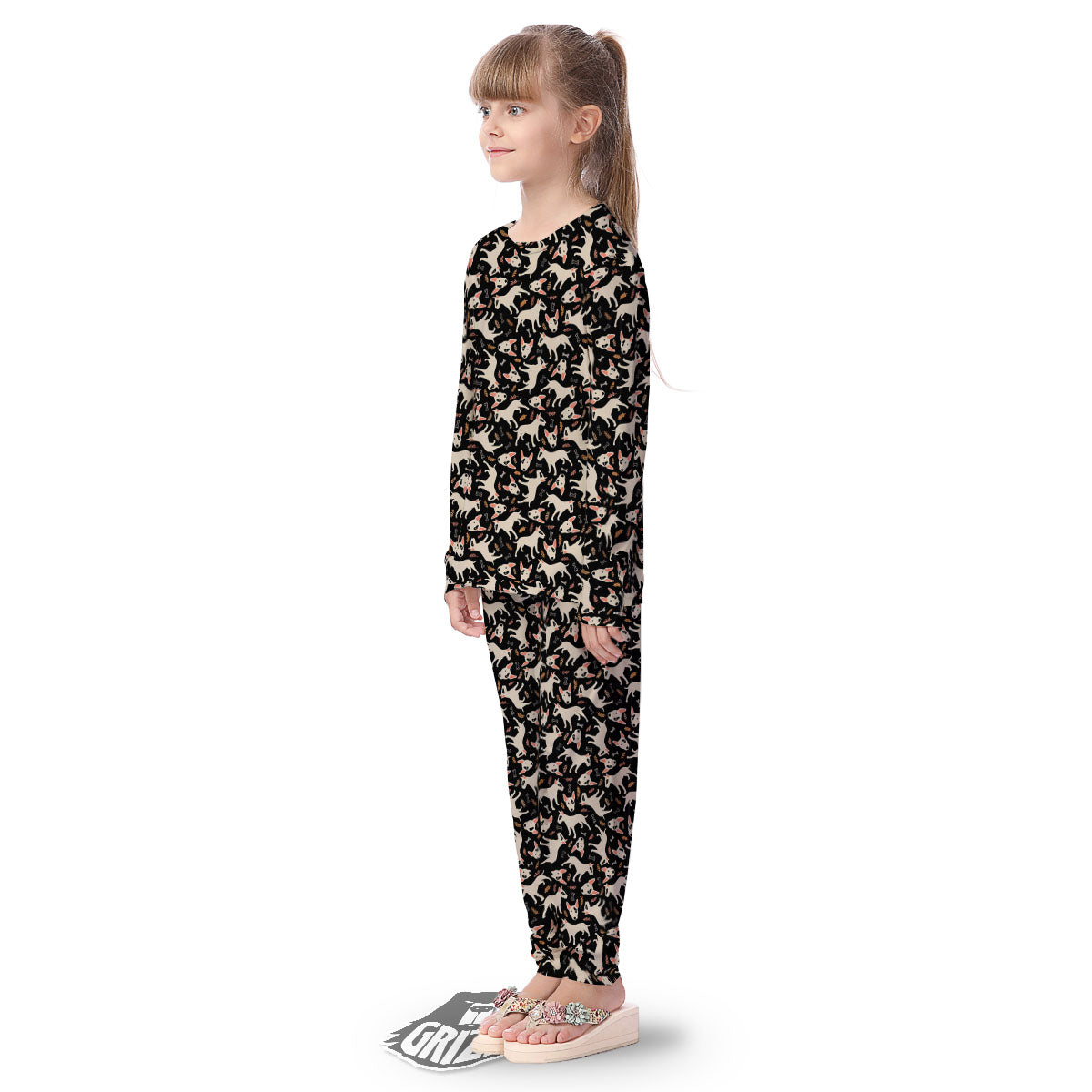 Bull Terrier Doodle Print Pattern Kid's Pajamas-grizzshop