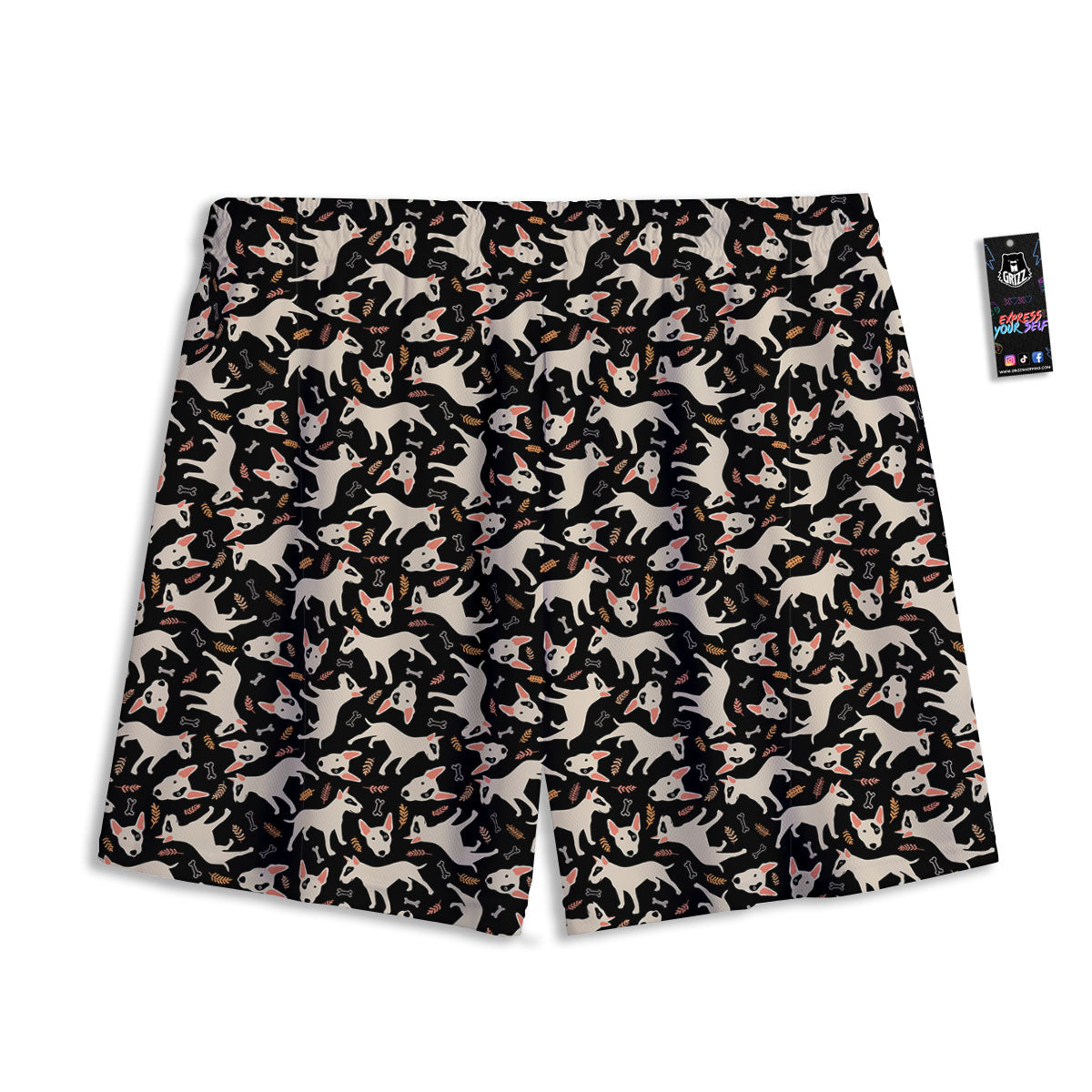 Bull Terrier Doodle Print Pattern Mesh Shorts