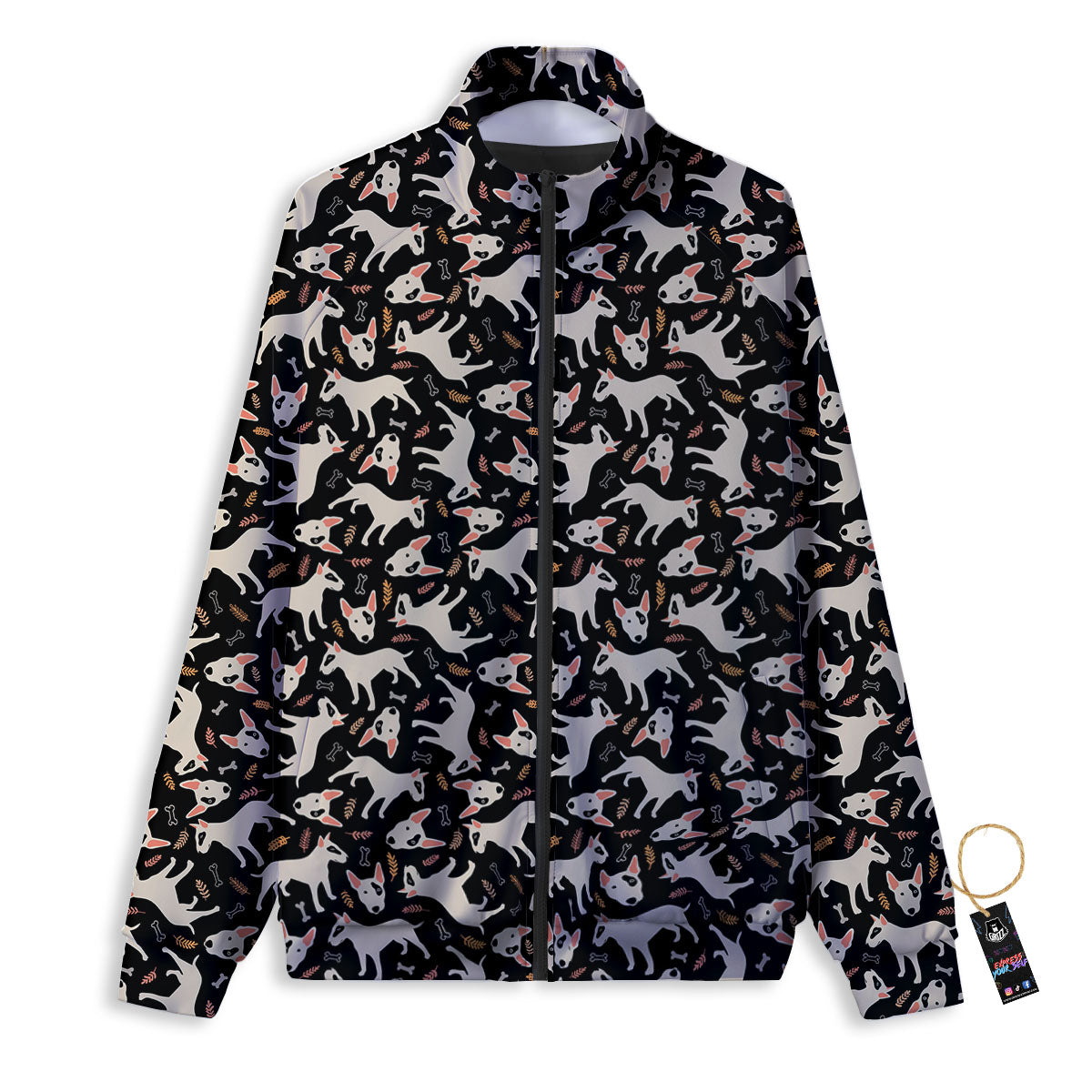 Bull Terrier Doodle Print Pattern Track Jacket-grizzshop
