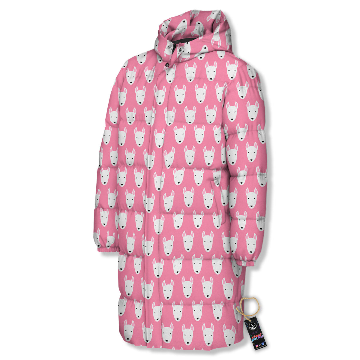 Bull Terrier Faces Cute Print Pattern Long Down Jacket-grizzshop