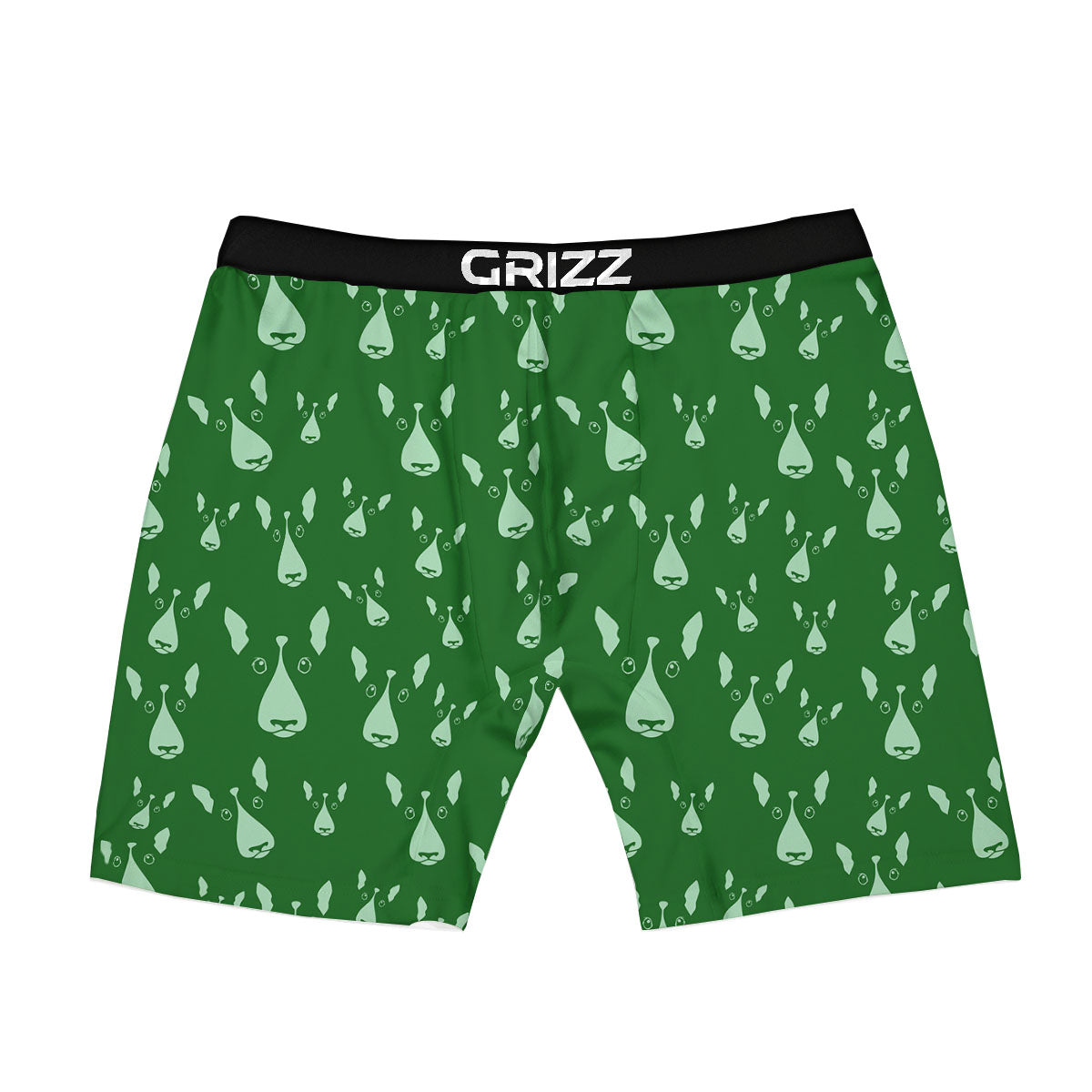 Bull Terrier Green Print Pattern Boxer Briefs-grizzshop