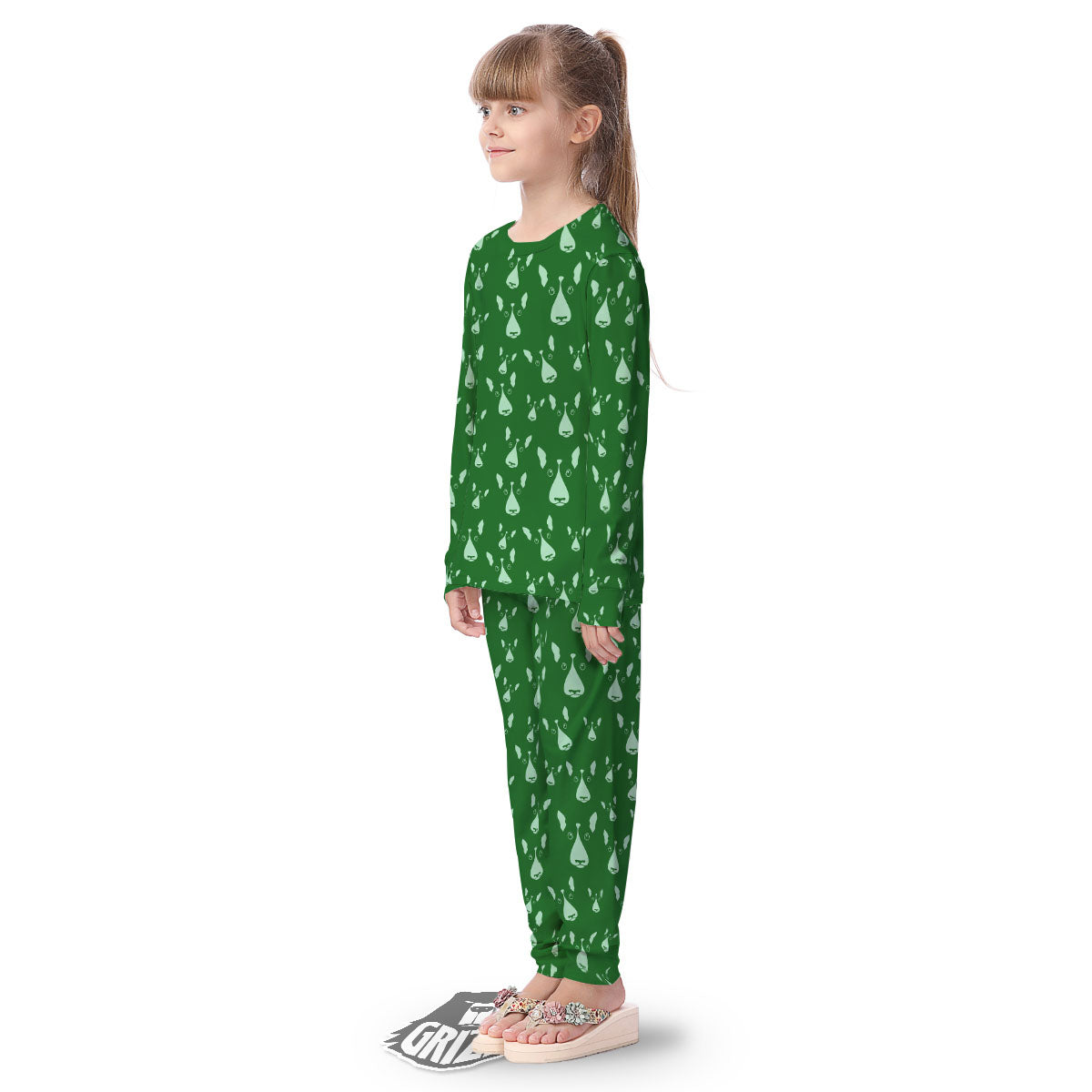 Bull Terrier Green Print Pattern Kid's Pajamas-grizzshop