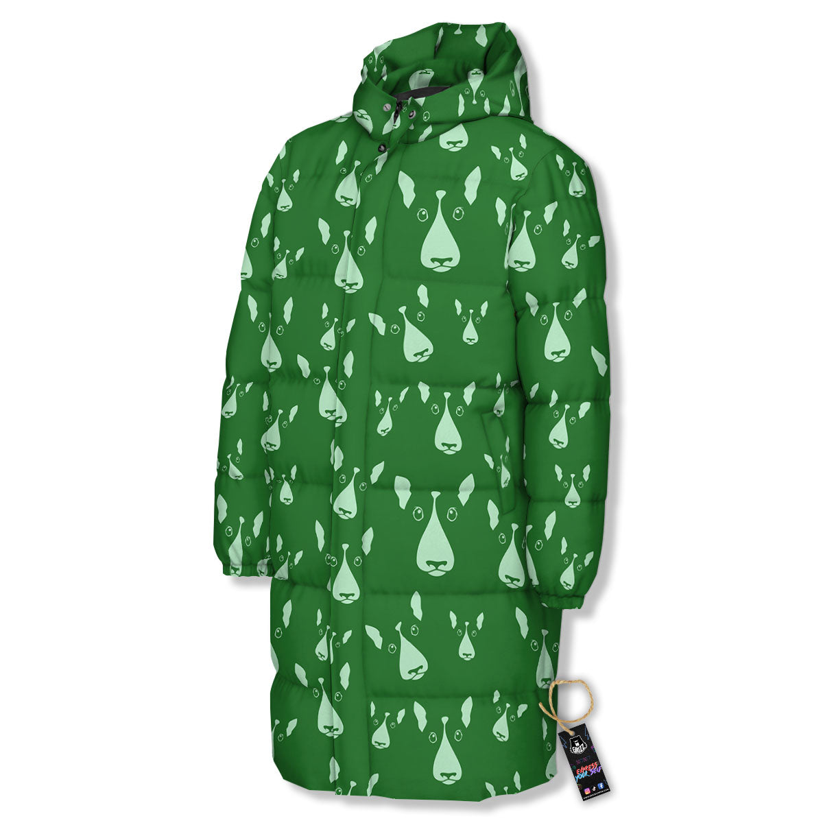 Bull Terrier Green Print Pattern Long Down Jacket-grizzshop