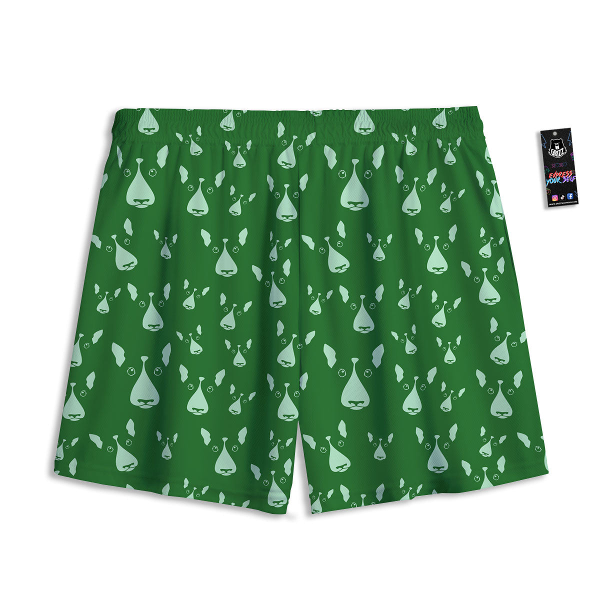 Bull Terrier Green Print Pattern Mesh Shorts