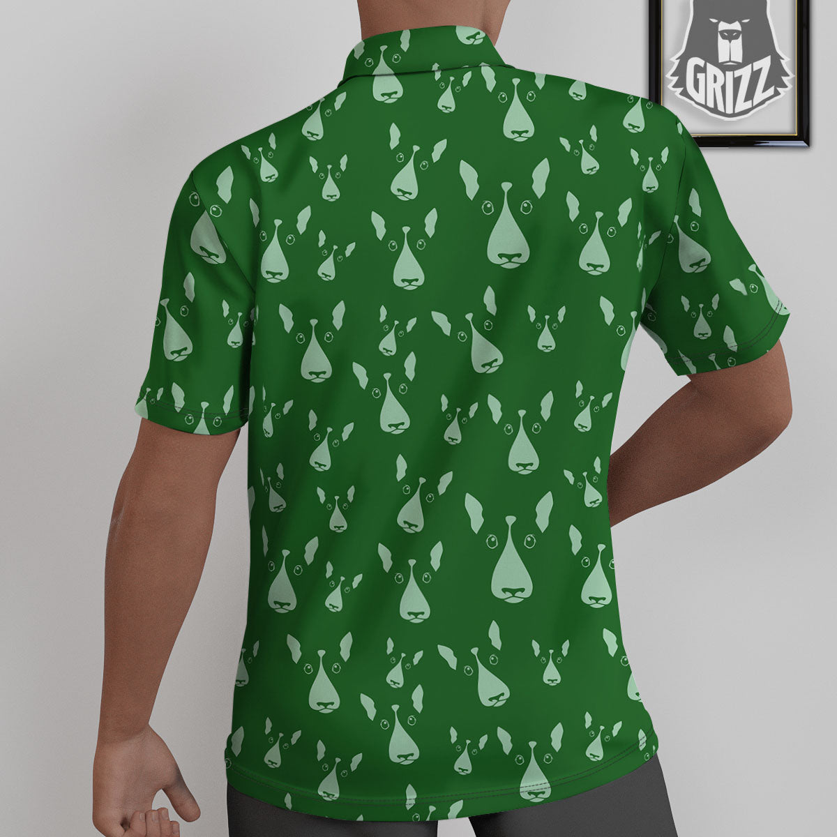 Bull Terrier Green Print Pattern Untucked Shirts-grizzshop