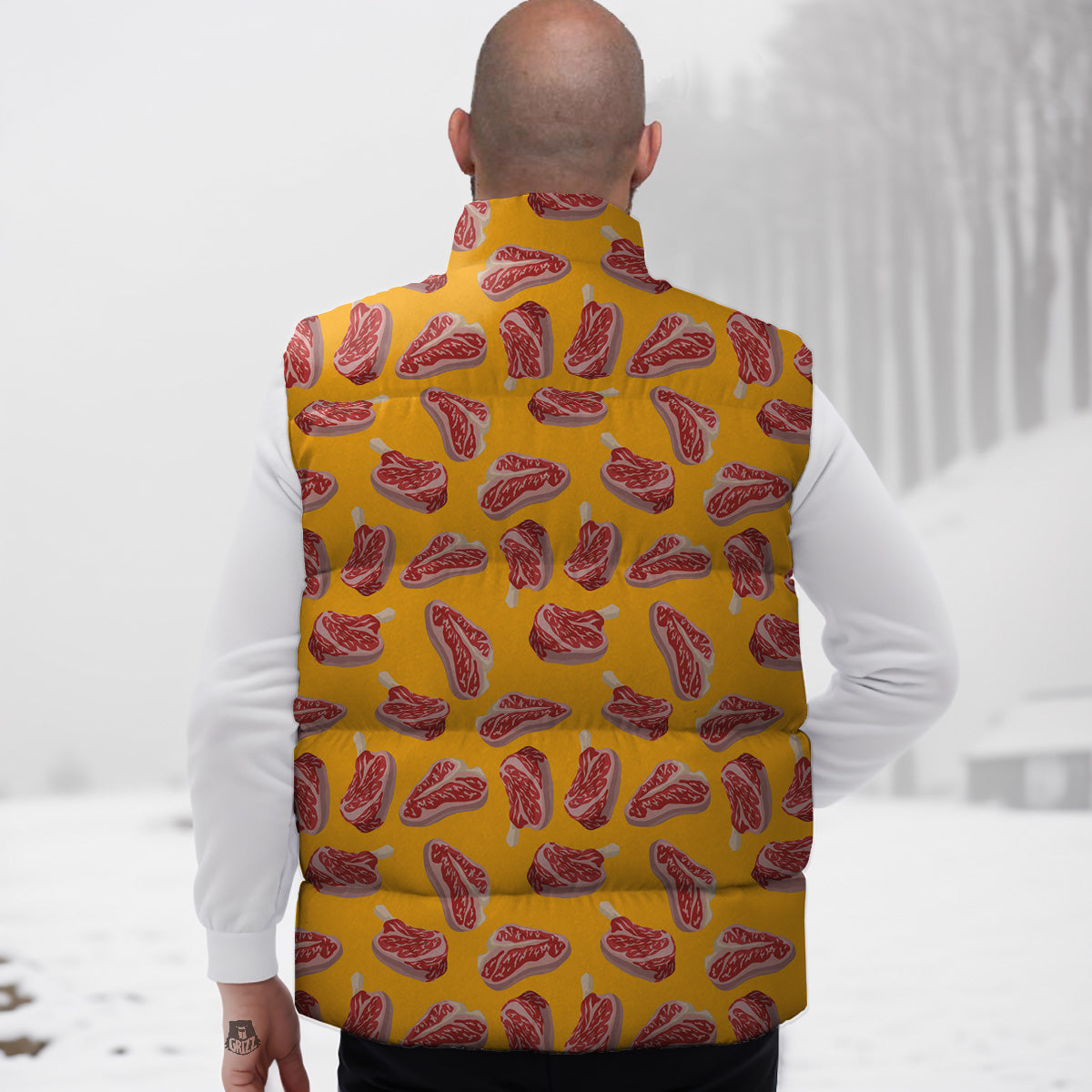 Bull Terrier Heart Pattern Print Down Vest