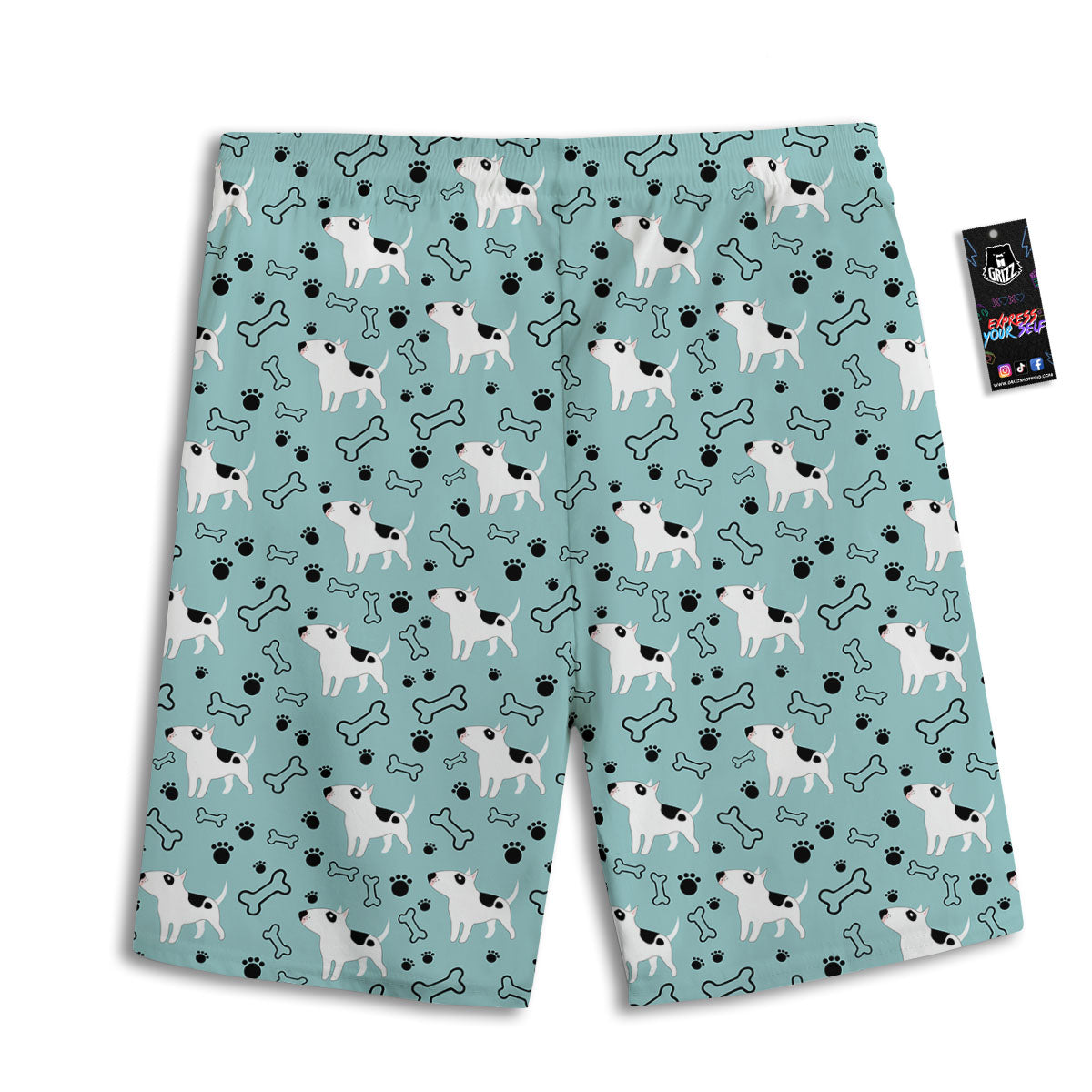 Bull Terrier Laurel Green Print Pattern Men's Athletic Shorts