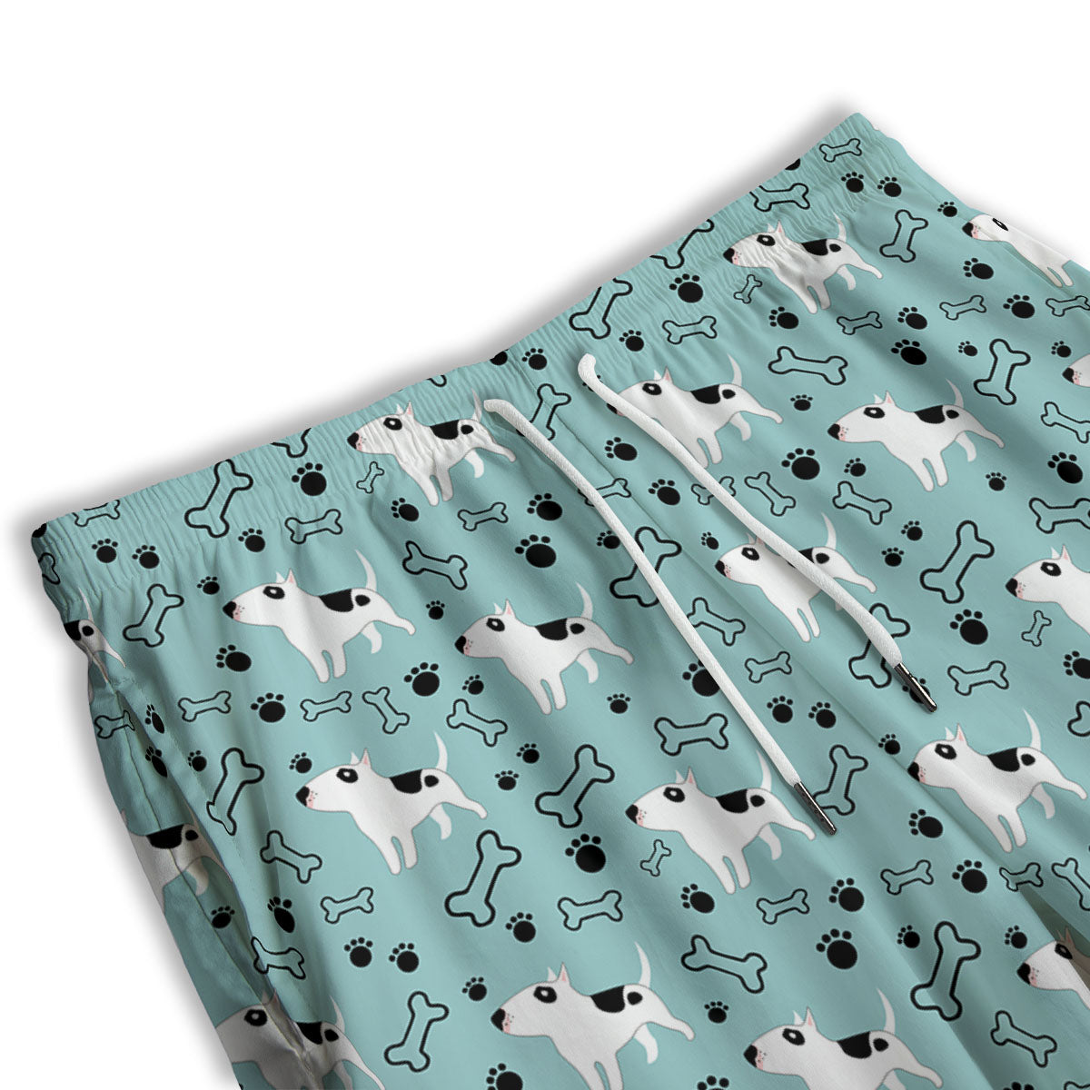 Bull Terrier Laurel Green Print Pattern Men's Athletic Shorts