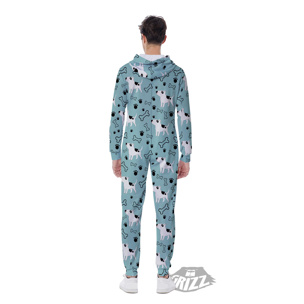 Bull Terrier Laurel Green Print Pattern Men's Jumpsuit-grizzshop