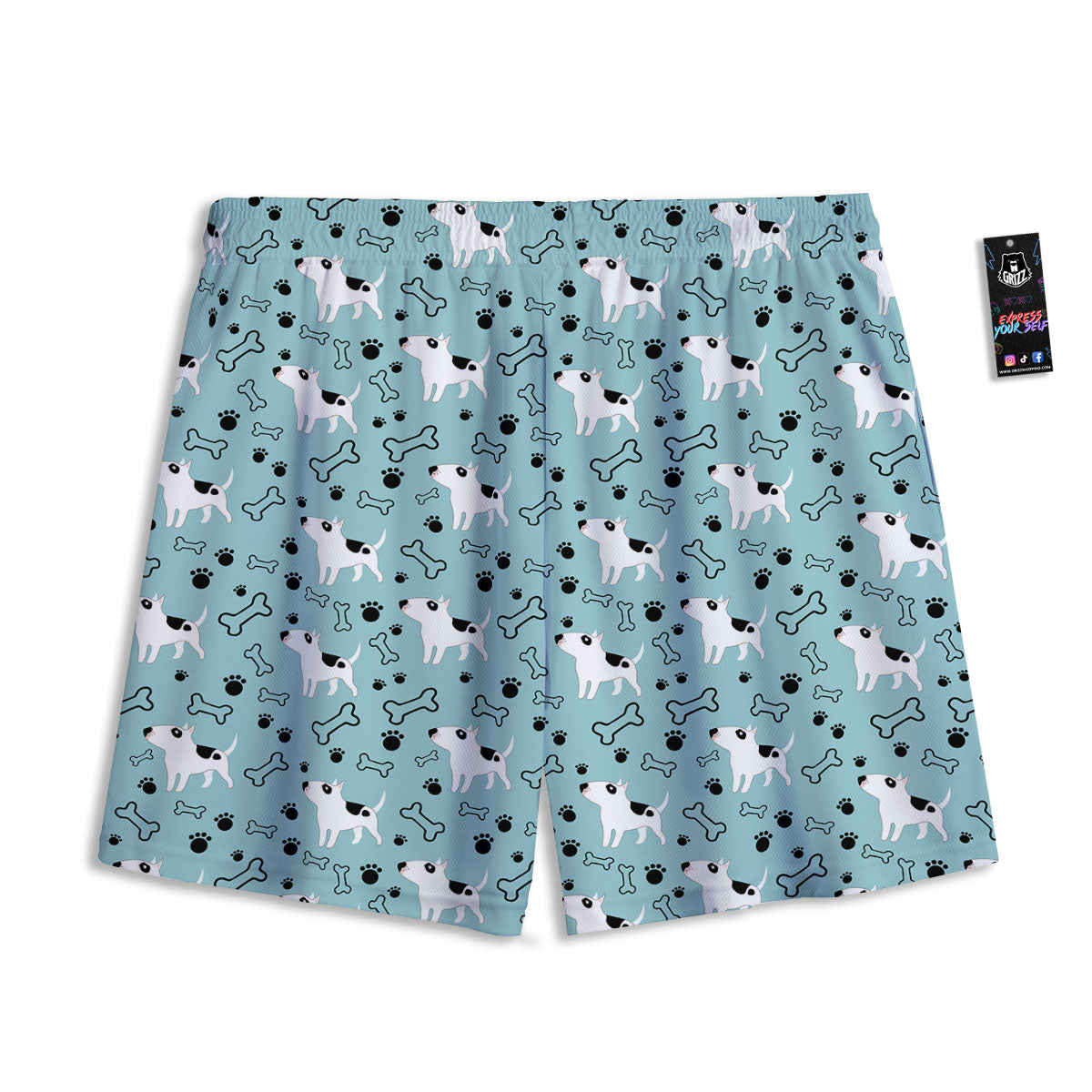 Bull Terrier Laurel Green Print Pattern Mesh Shorts