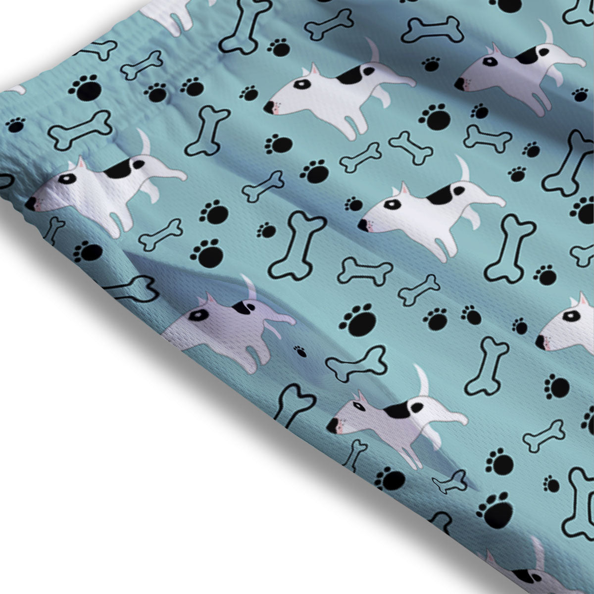 Bull Terrier Laurel Green Print Pattern Mesh Shorts