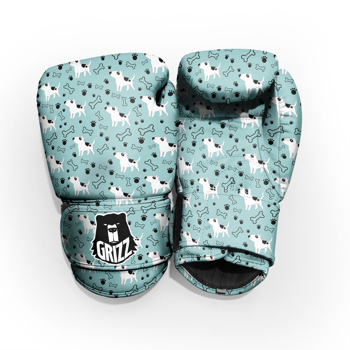Bull Terrier Laurel Green Print Pattern Pro Boxing Glove