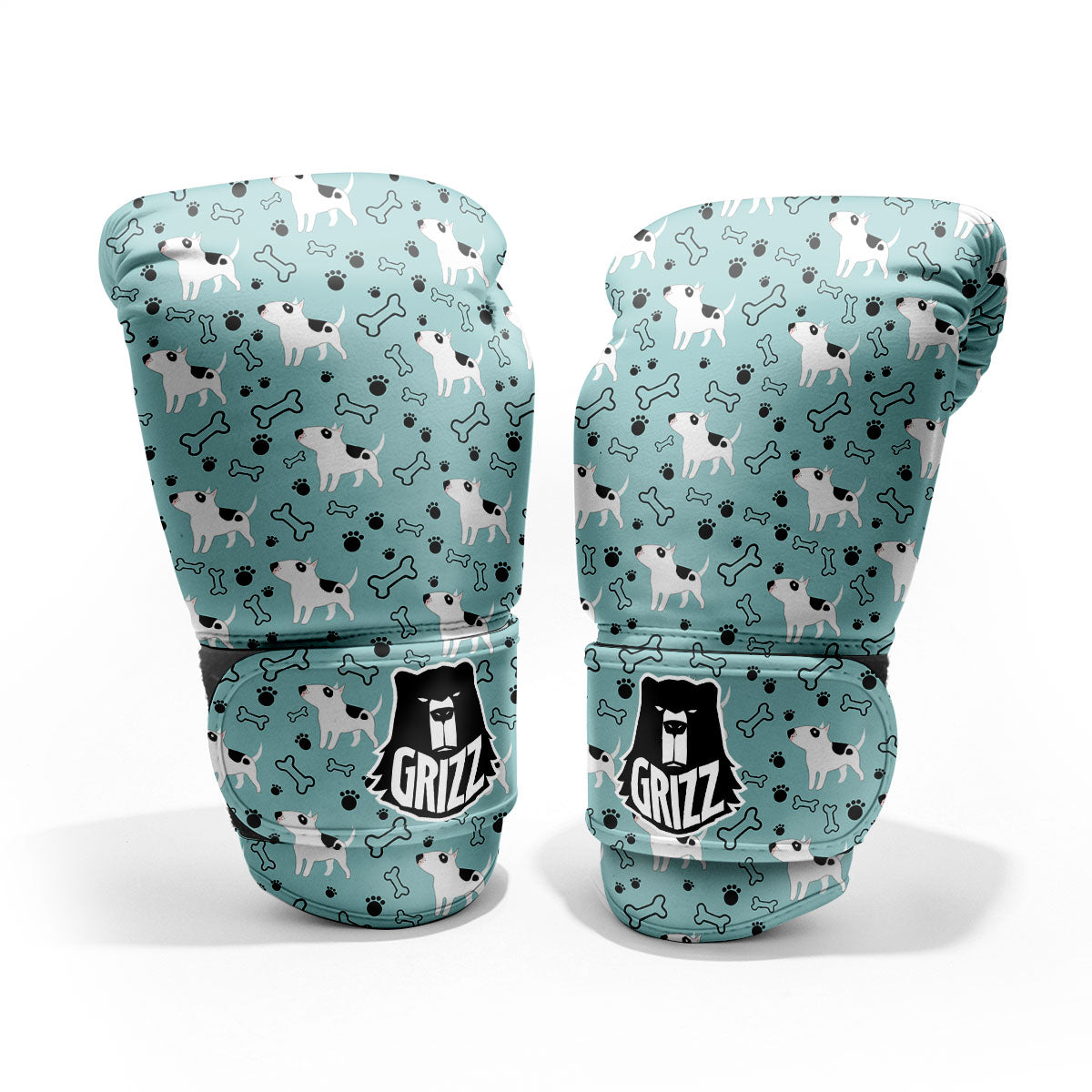 Bull Terrier Laurel Green Print Pattern Pro Boxing Glove