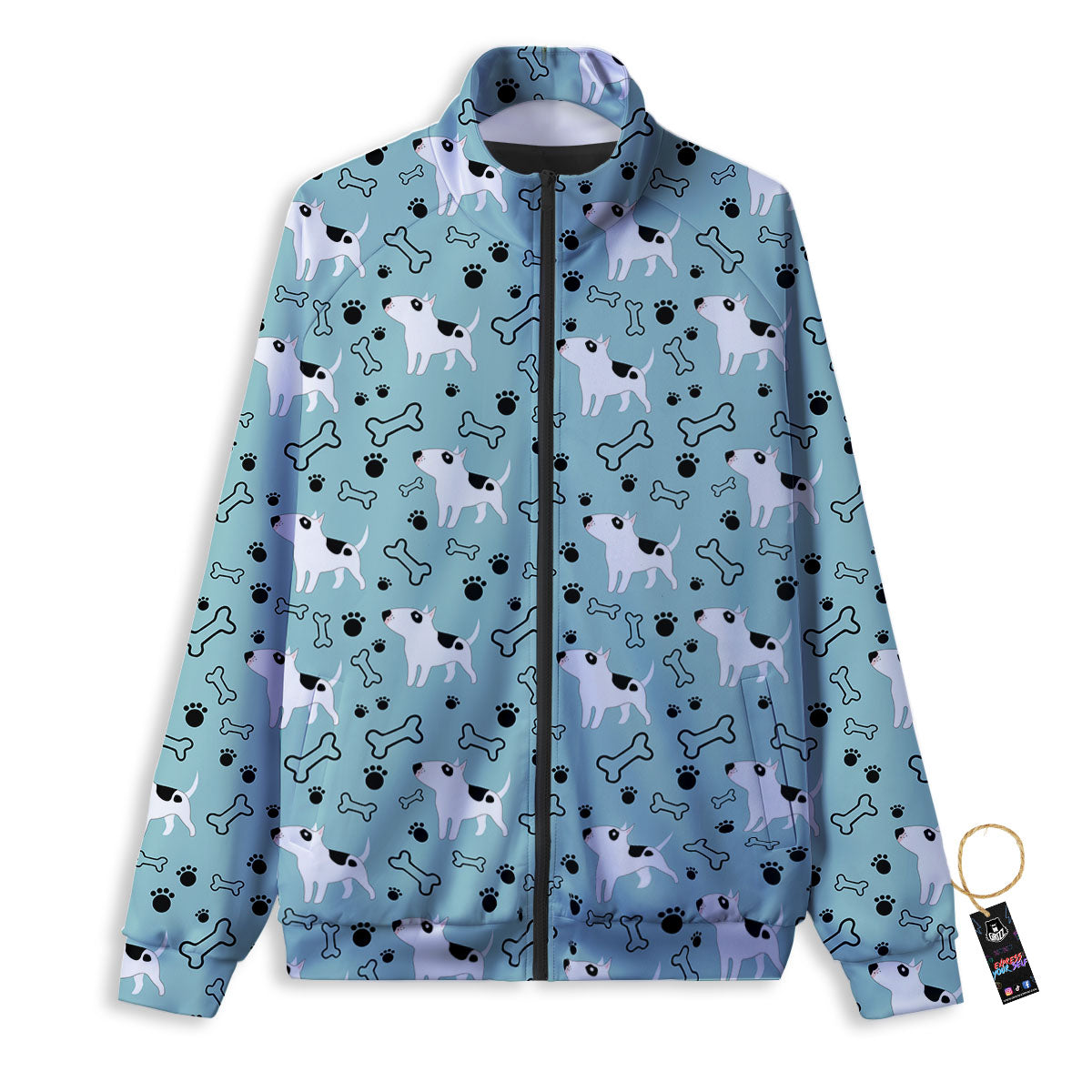 Bull Terrier Laurel Green Print Pattern Track Jacket-grizzshop