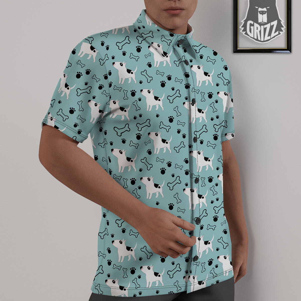 Bull Terrier Laurel Green Print Pattern Untucked Shirts-grizzshop
