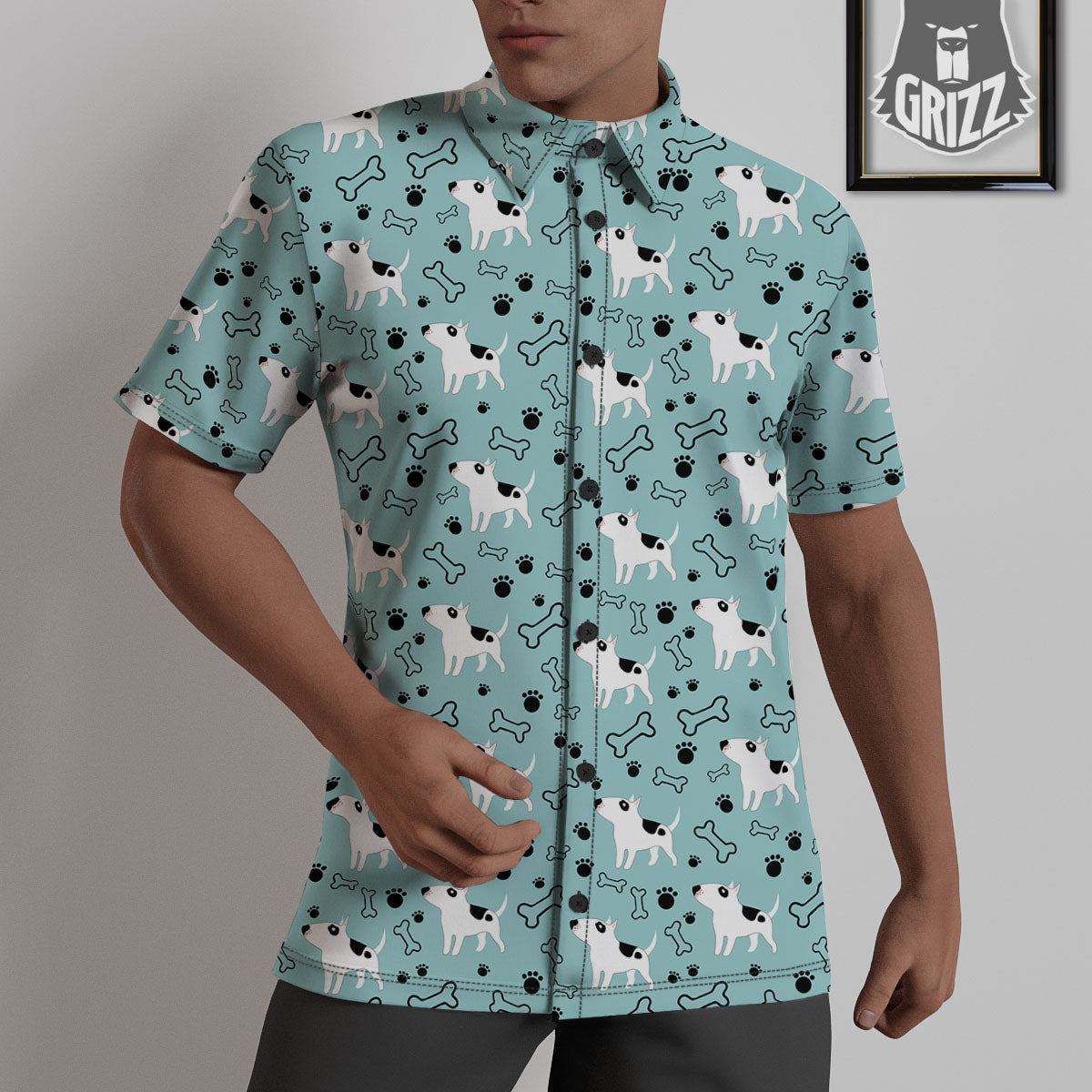 Bull Terrier Laurel Green Print Pattern Untucked Shirts-grizzshop
