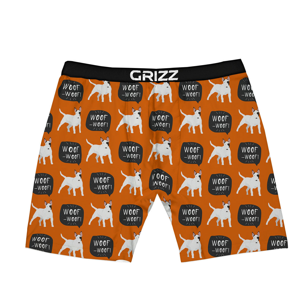 Bull Terrier Orange Print Pattern Boxer Briefs-grizzshop