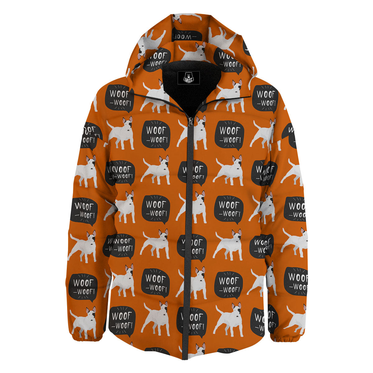 Bull Terrier Orange Print Pattern Down Jacket-grizzshop