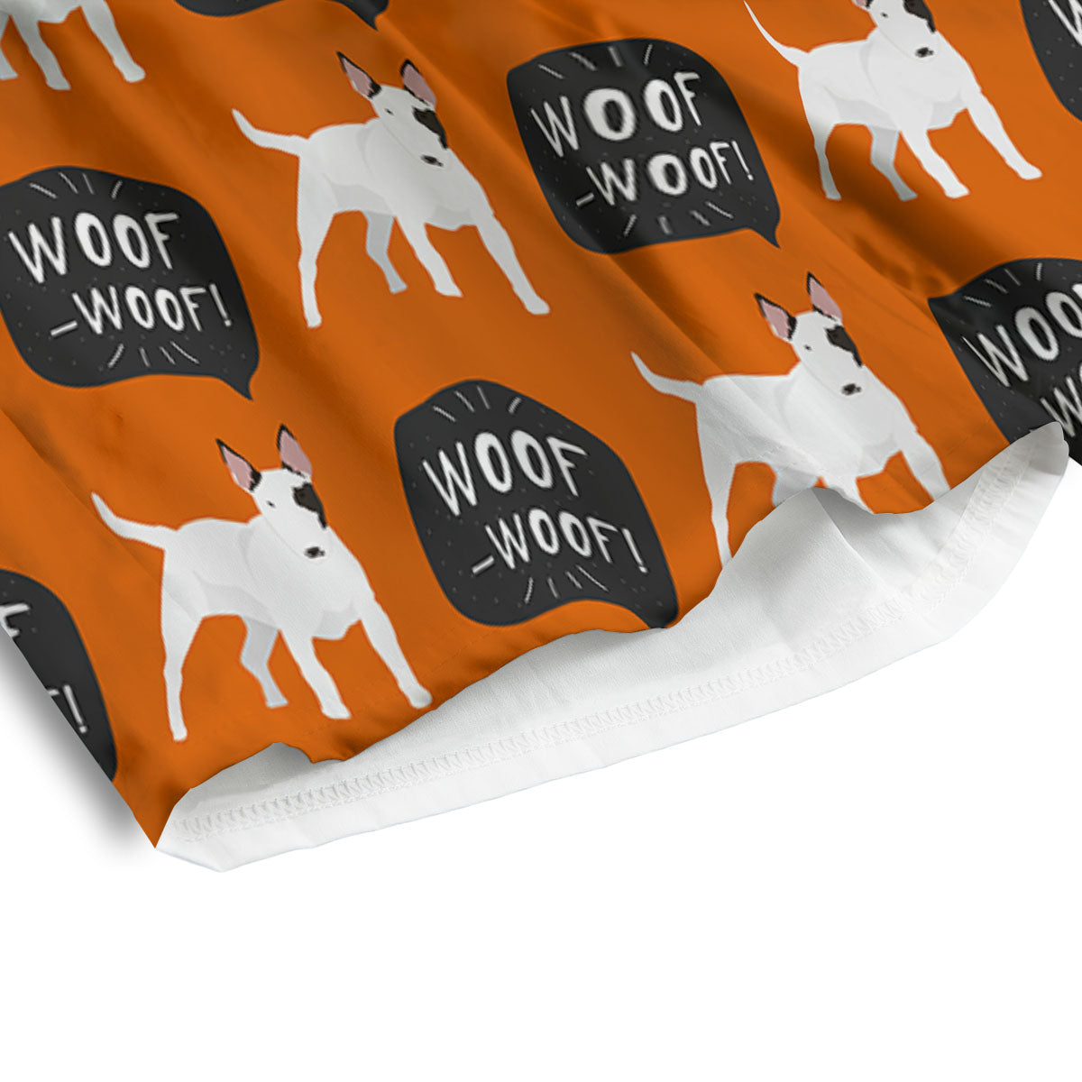 Bull Terrier Orange Print Pattern Men's Athletic Shorts