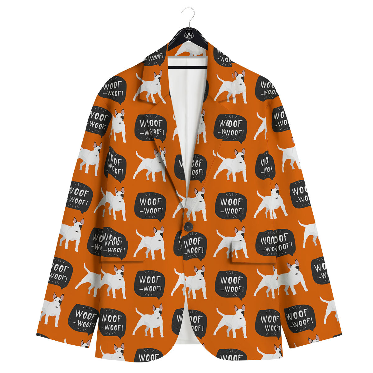 Bull Terrier Orange Print Pattern Men's Sport Coat-grizzshop