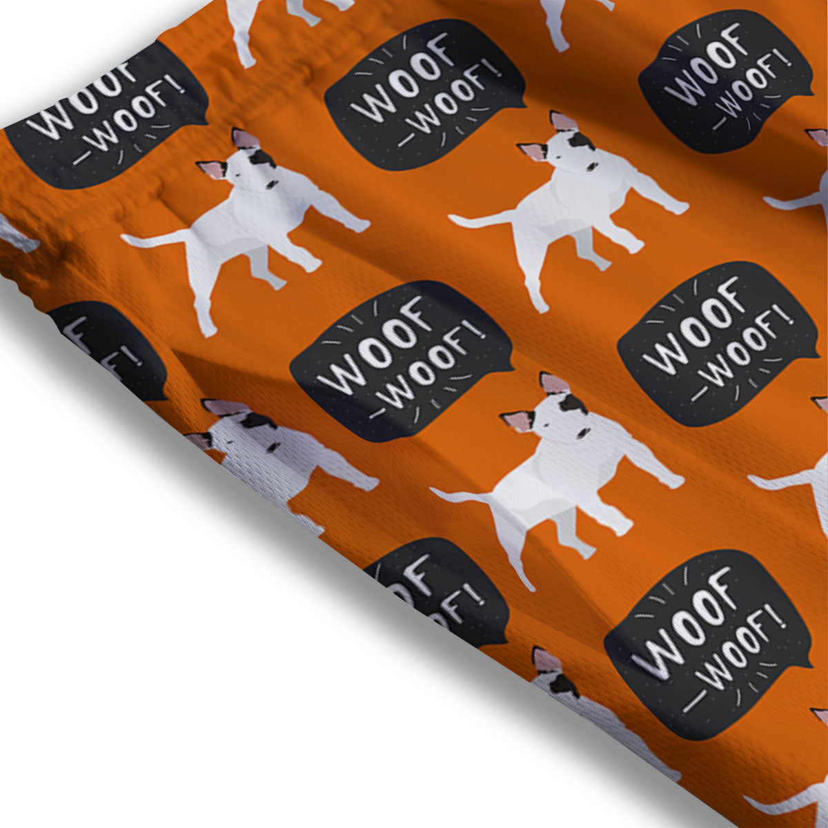 Bull Terrier Orange Print Pattern Mesh Shorts