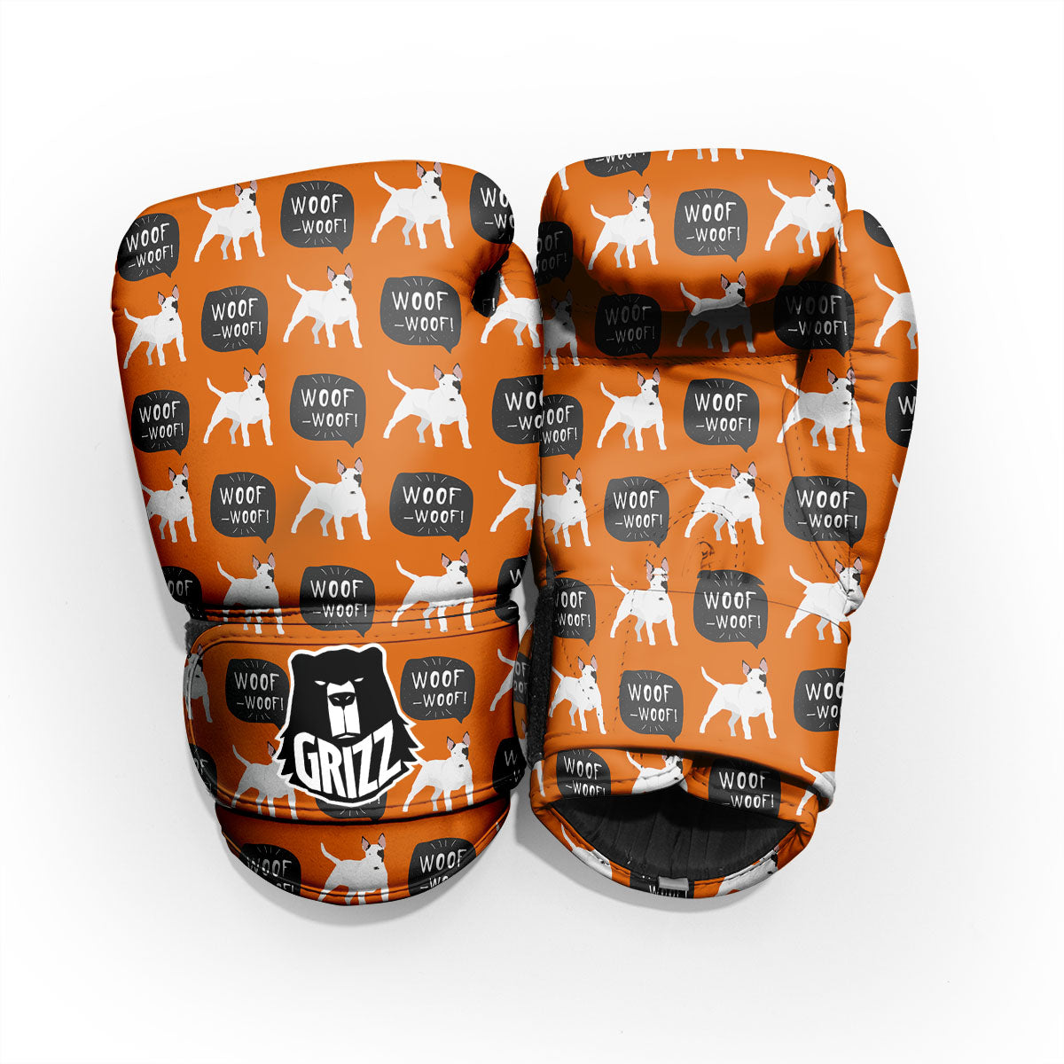 Bull Terrier Orange Print Pattern Pro Boxing Glove