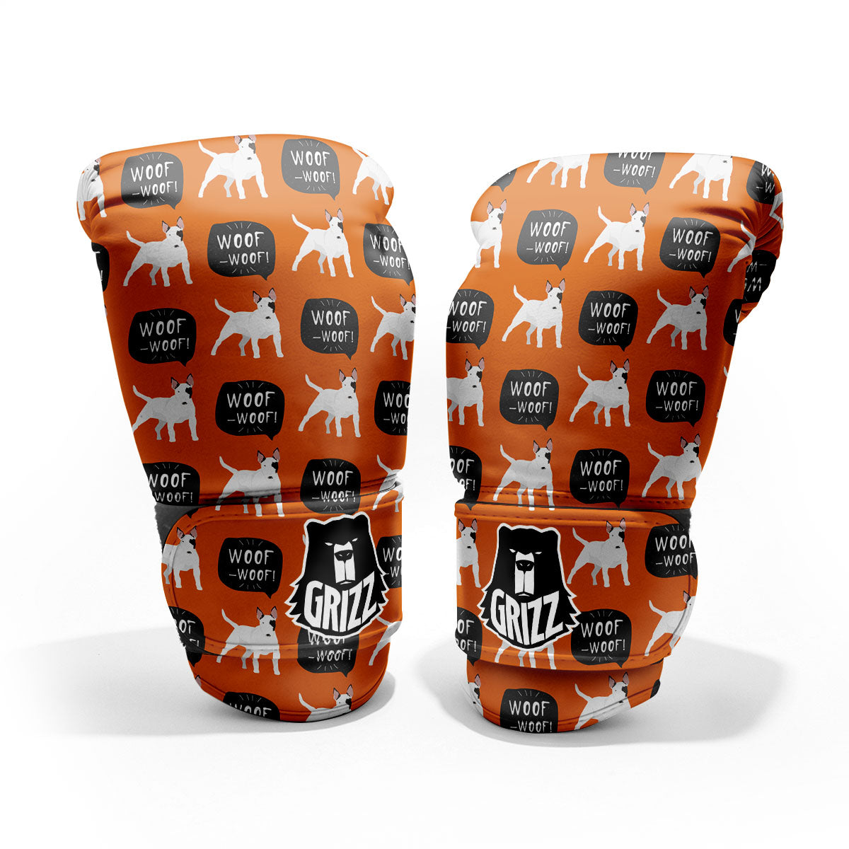 Bull Terrier Orange Print Pattern Pro Boxing Glove