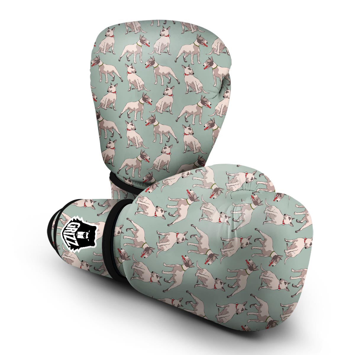 Bull Terrier Pattern Print Boxing Gloves-grizzshop