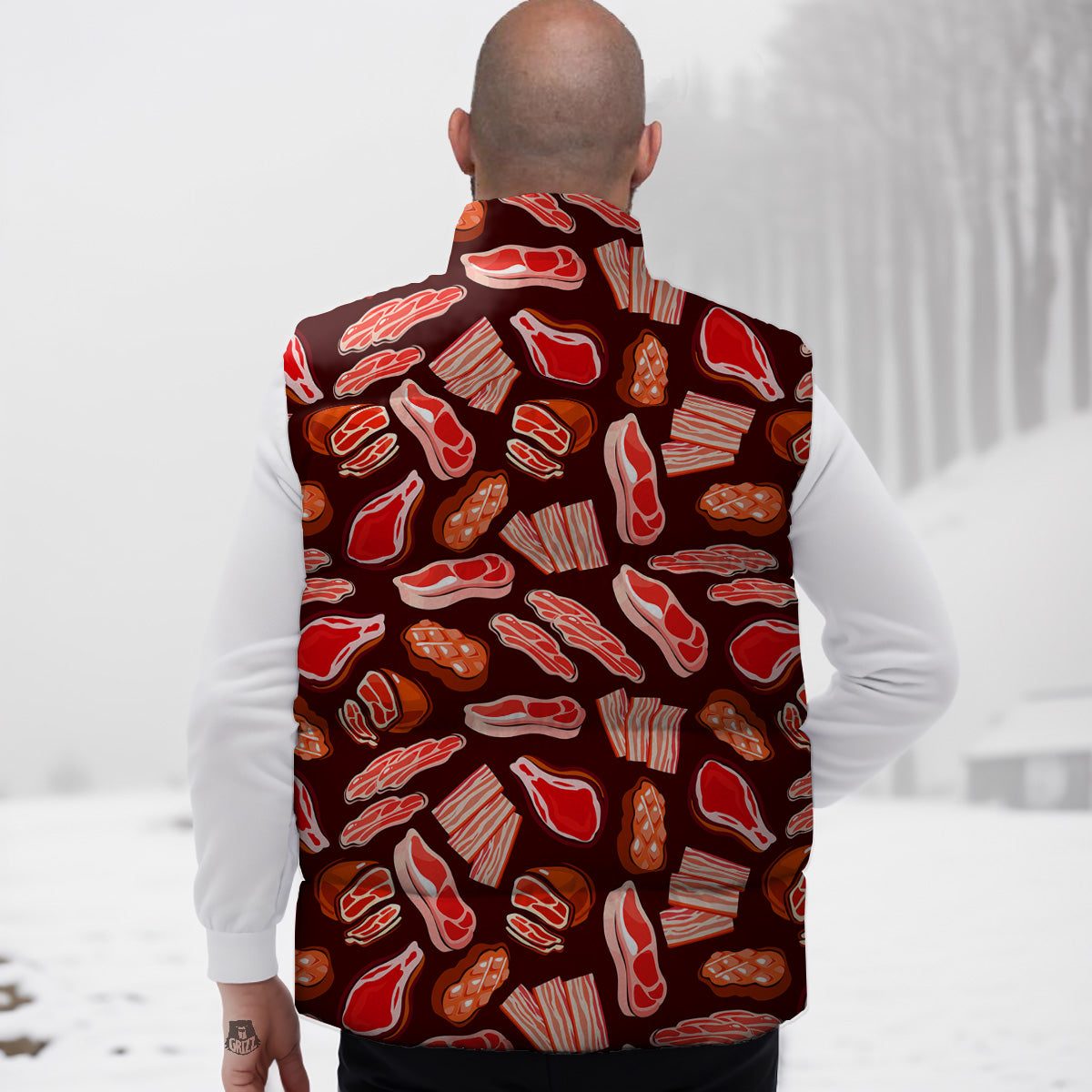 Bull Terrier Pattern Print Down Vest