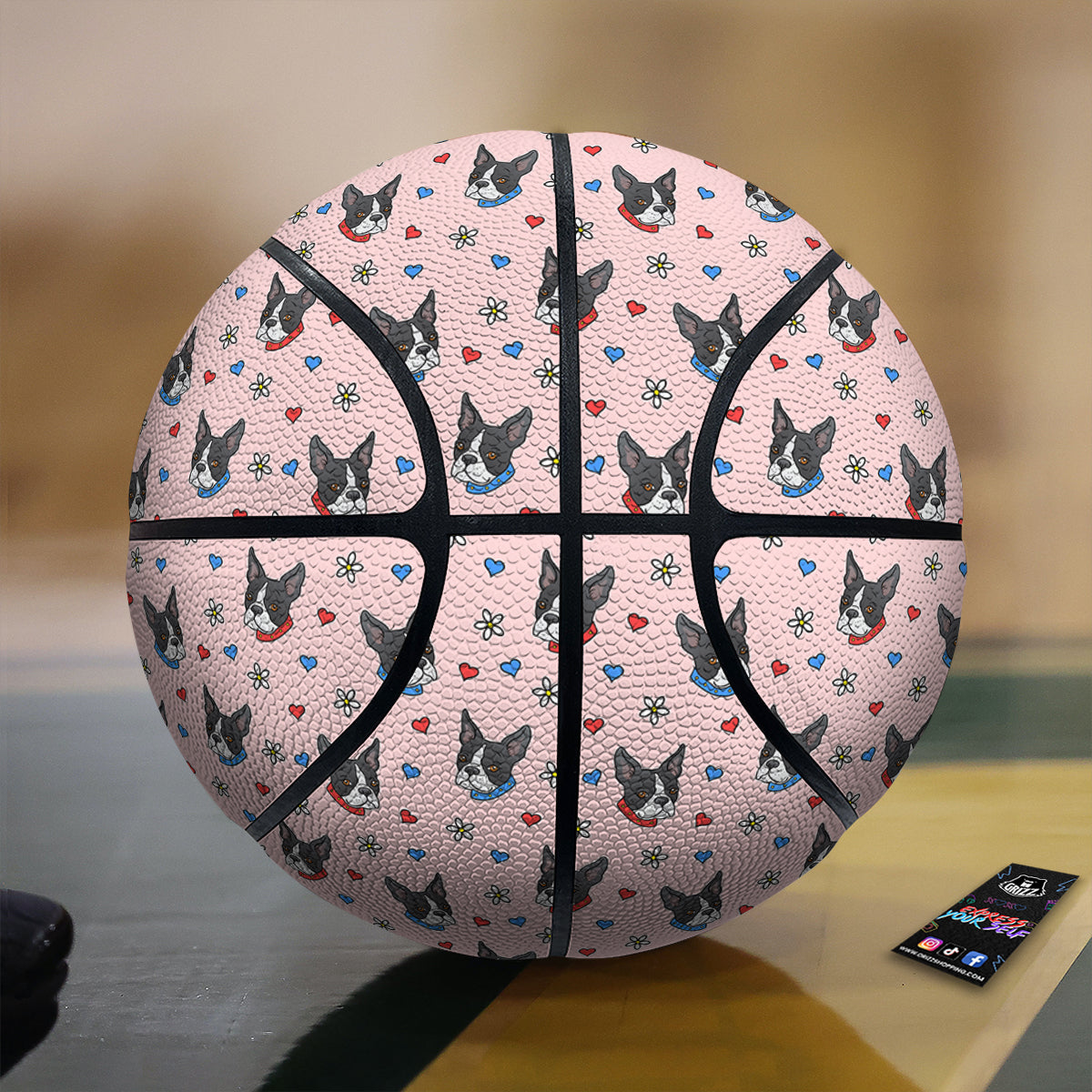 Bull Terrier Pink Print Pattern Basketball