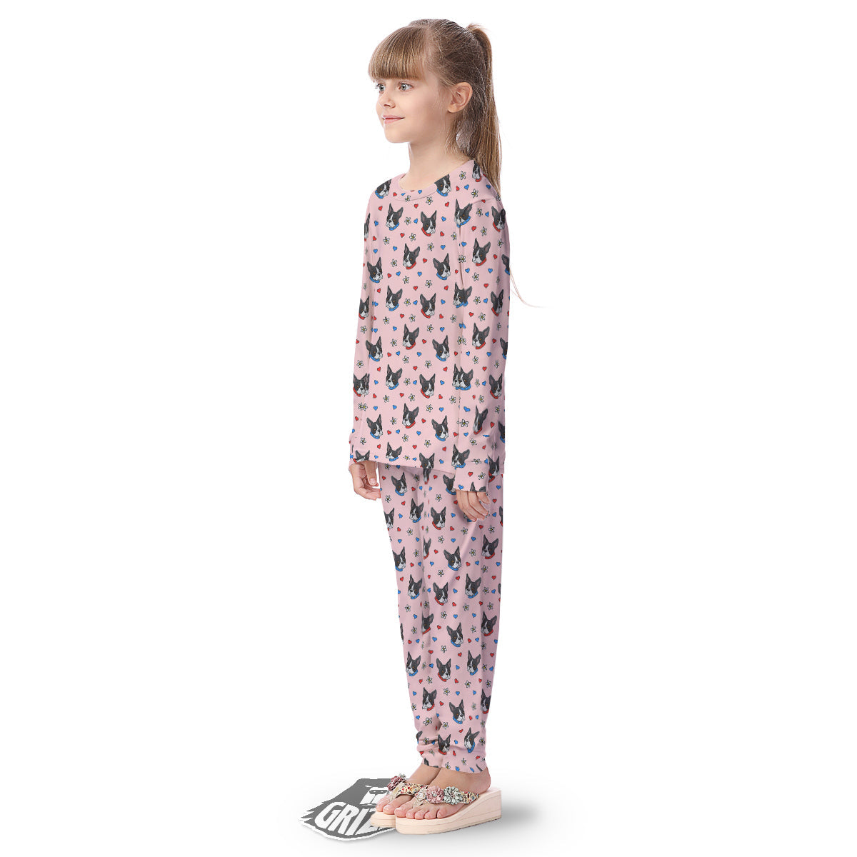 Bull Terrier Pink Print Pattern Kid's Pajamas-grizzshop
