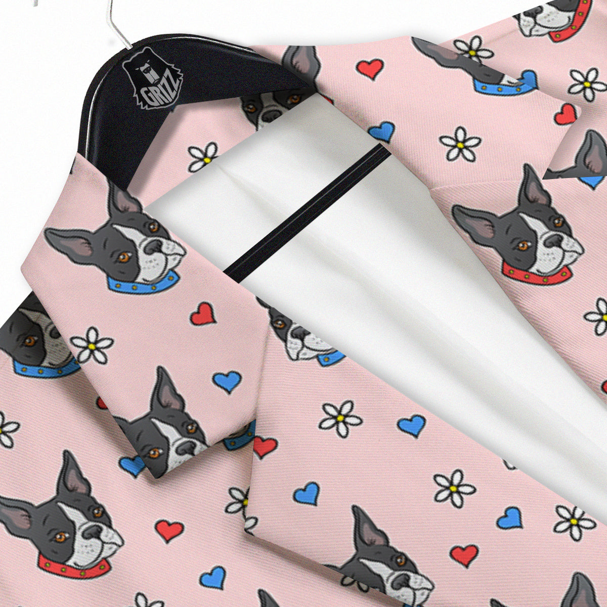 Bull Terrier Pink Print Pattern Men's Sport Coat-grizzshop