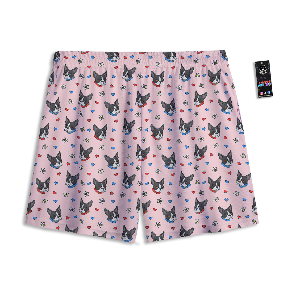 Bull Terrier Pink Print Pattern Mesh Shorts