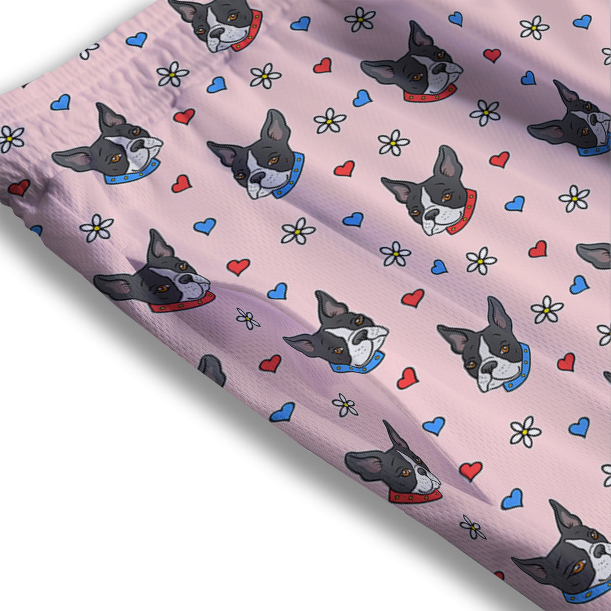 Bull Terrier Pink Print Pattern Mesh Shorts