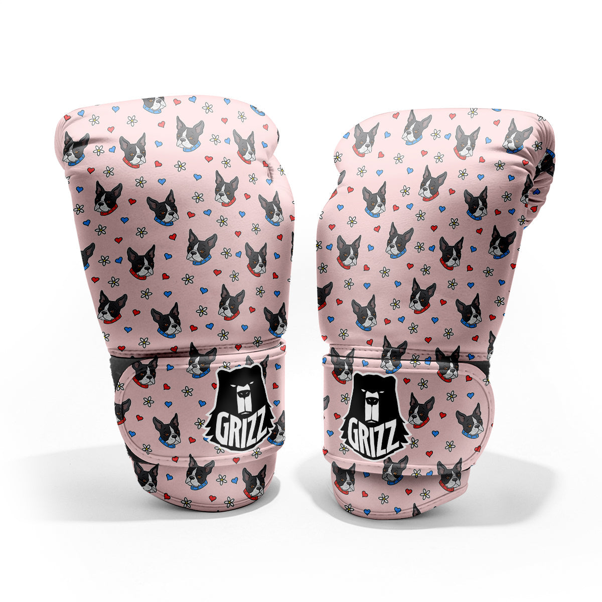 Bull Terrier Pink Print Pattern Pro Boxing Glove