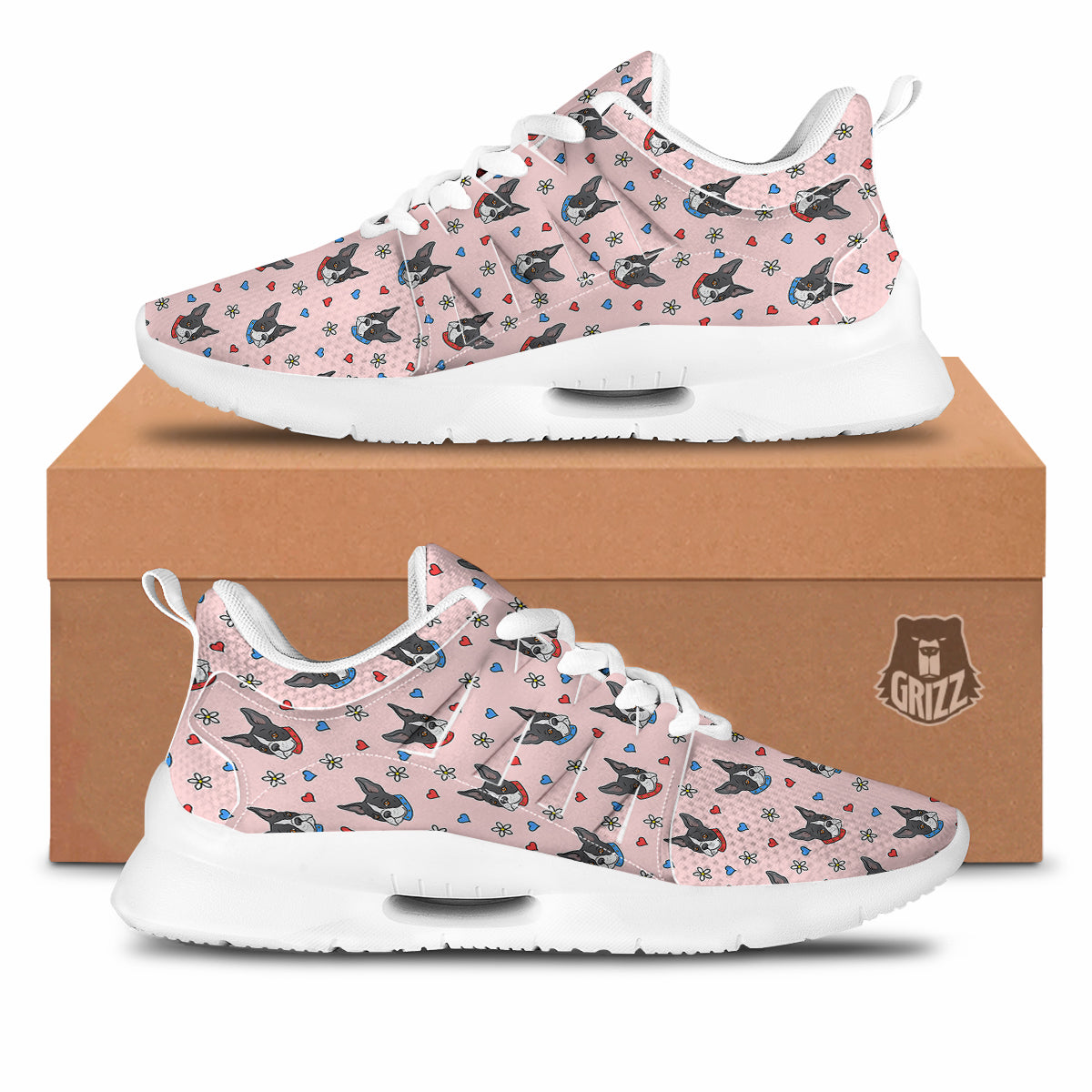 Bull Terrier Pink Print Pattern Tennis Shoes-grizzshop