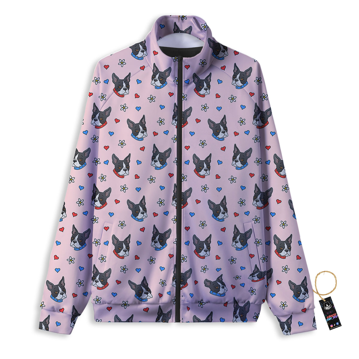 Bull Terrier Pink Print Pattern Track Jacket-grizzshop