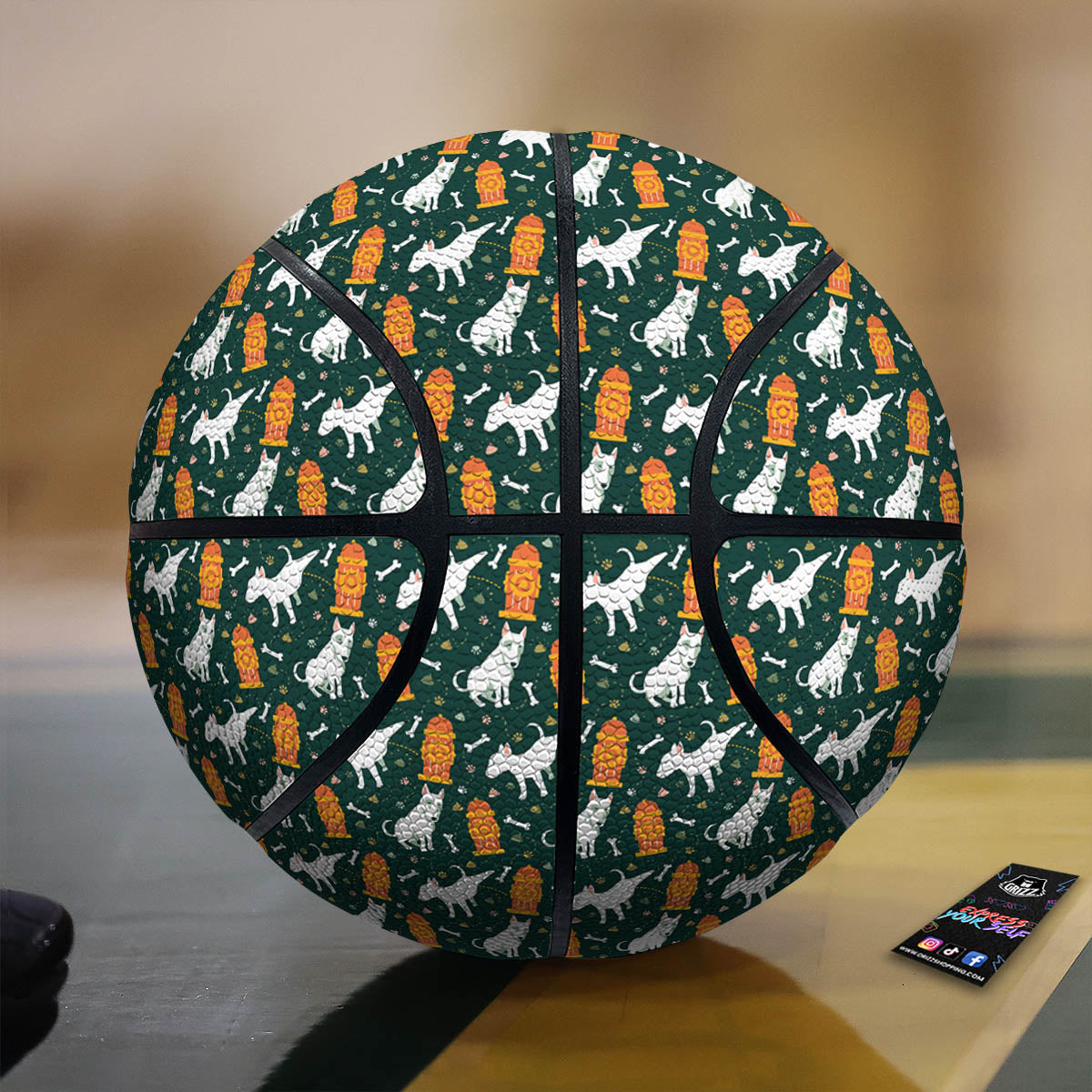 Bull Terrier Cartoon Print Pattern Basketball