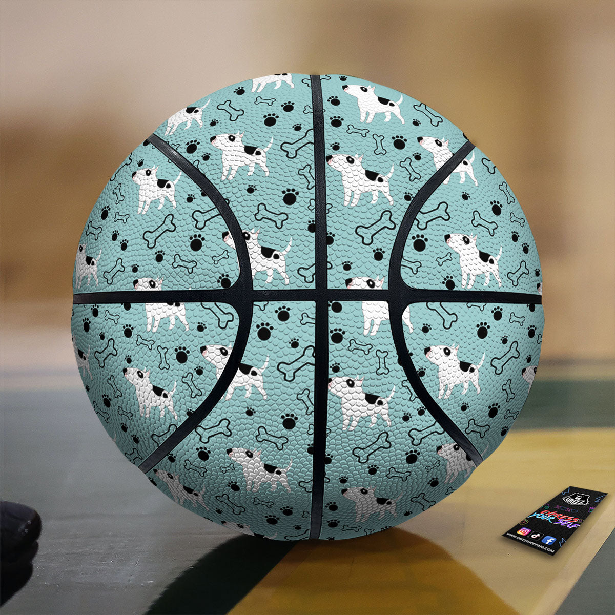 Bull Terrier Laurel Green Print Pattern Basketball
