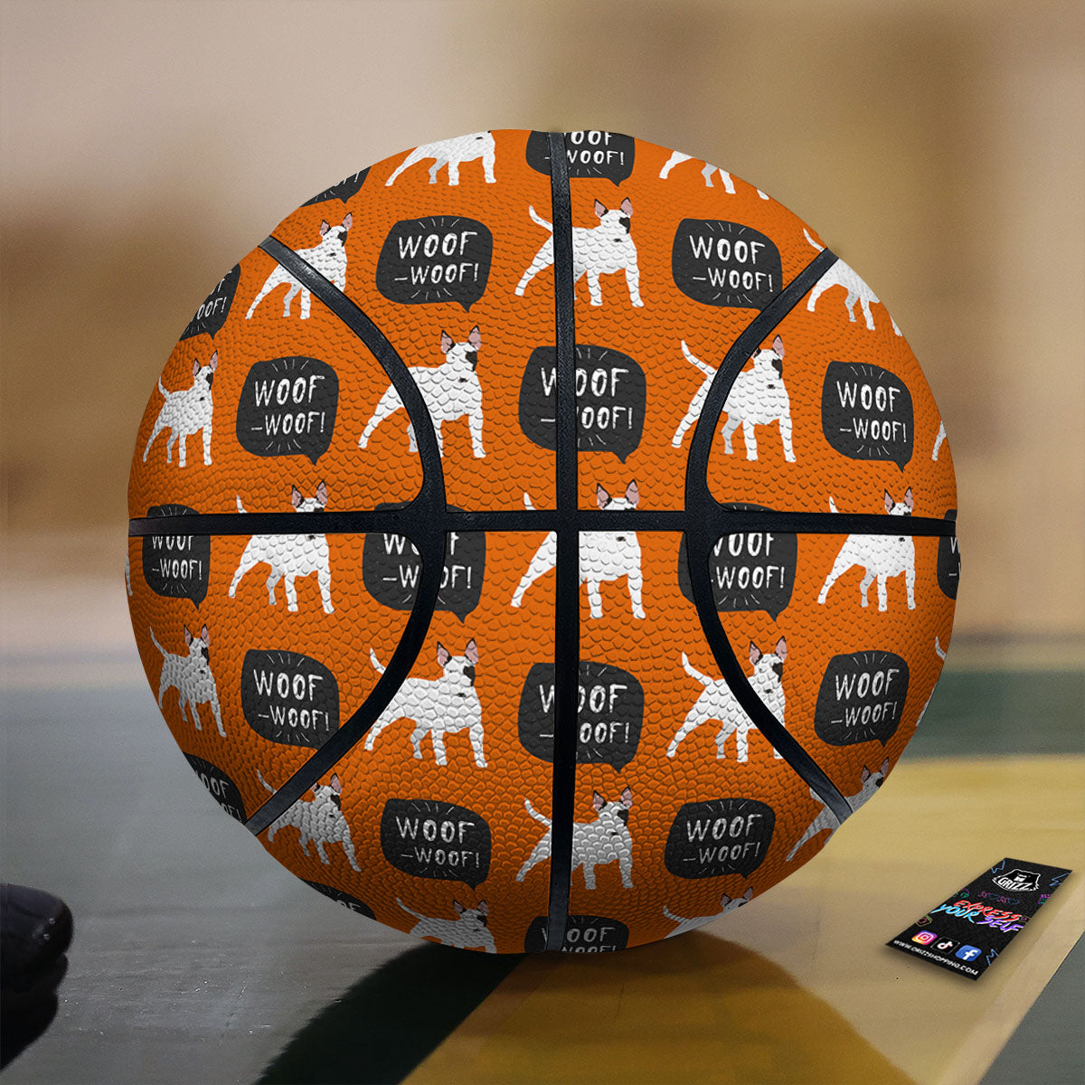 Bull Terrier Orange Print Pattern Basketball