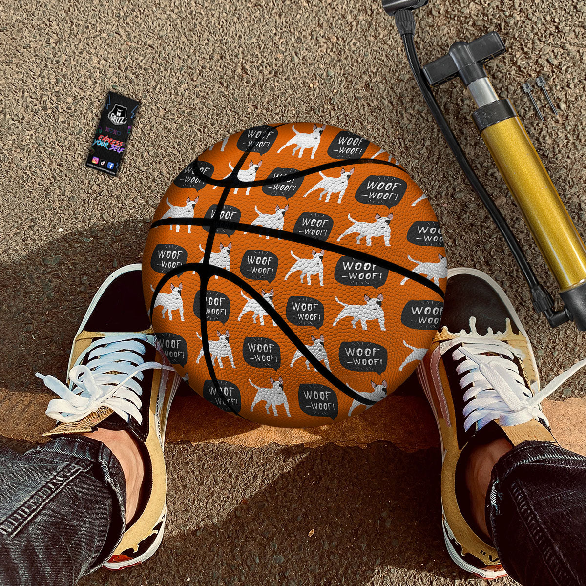 Bull Terrier Orange Print Pattern Basketball