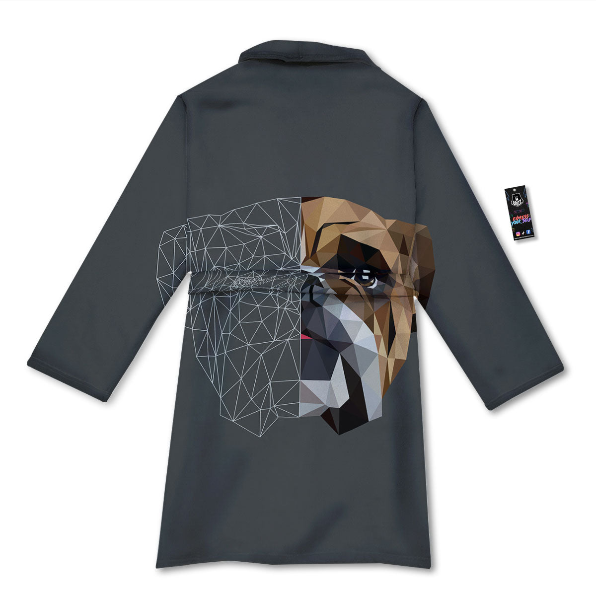 Bulldog Geometric English Print Bathrobe-grizzshop